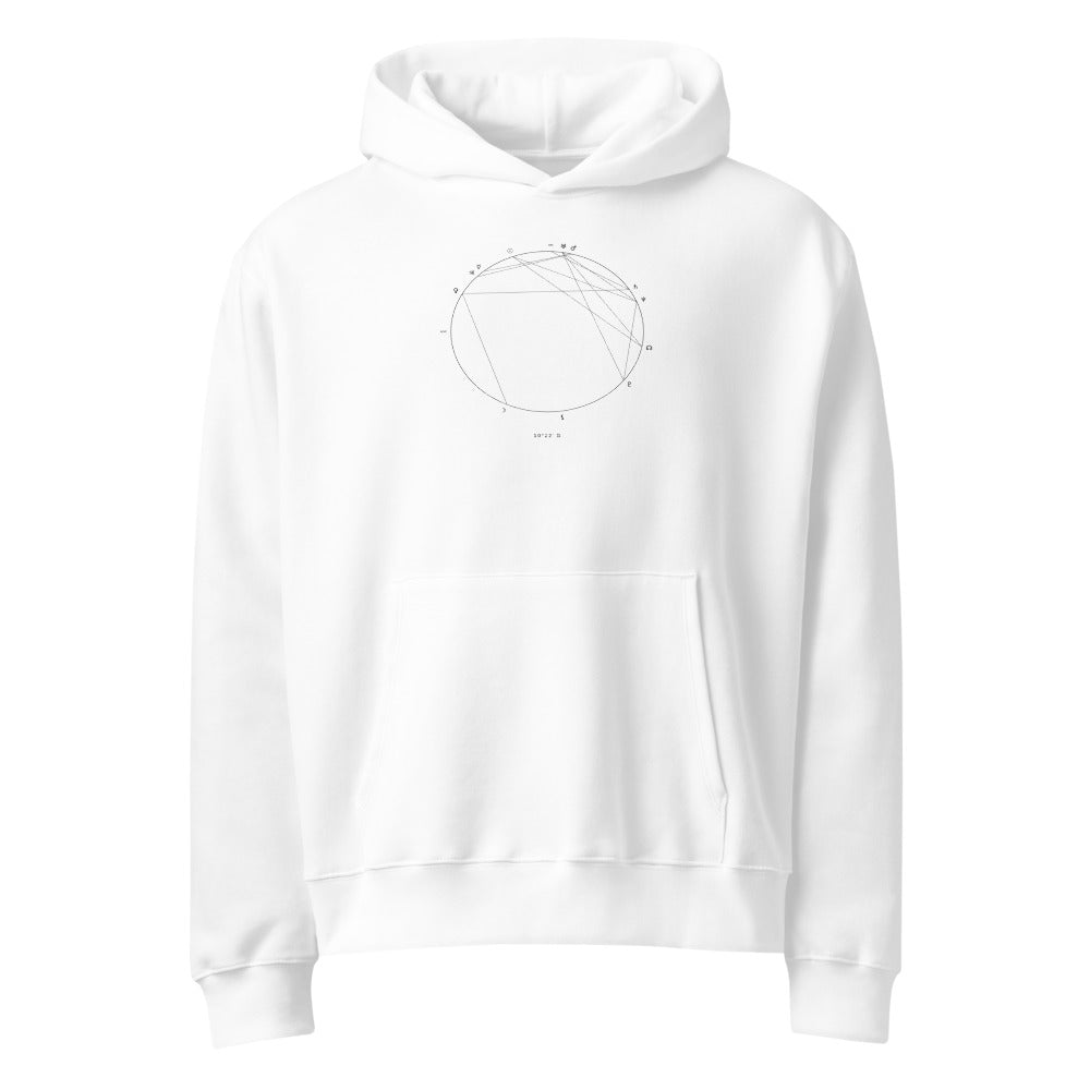 Starlyzed Natal Chart Hoodie White front Printful mockup