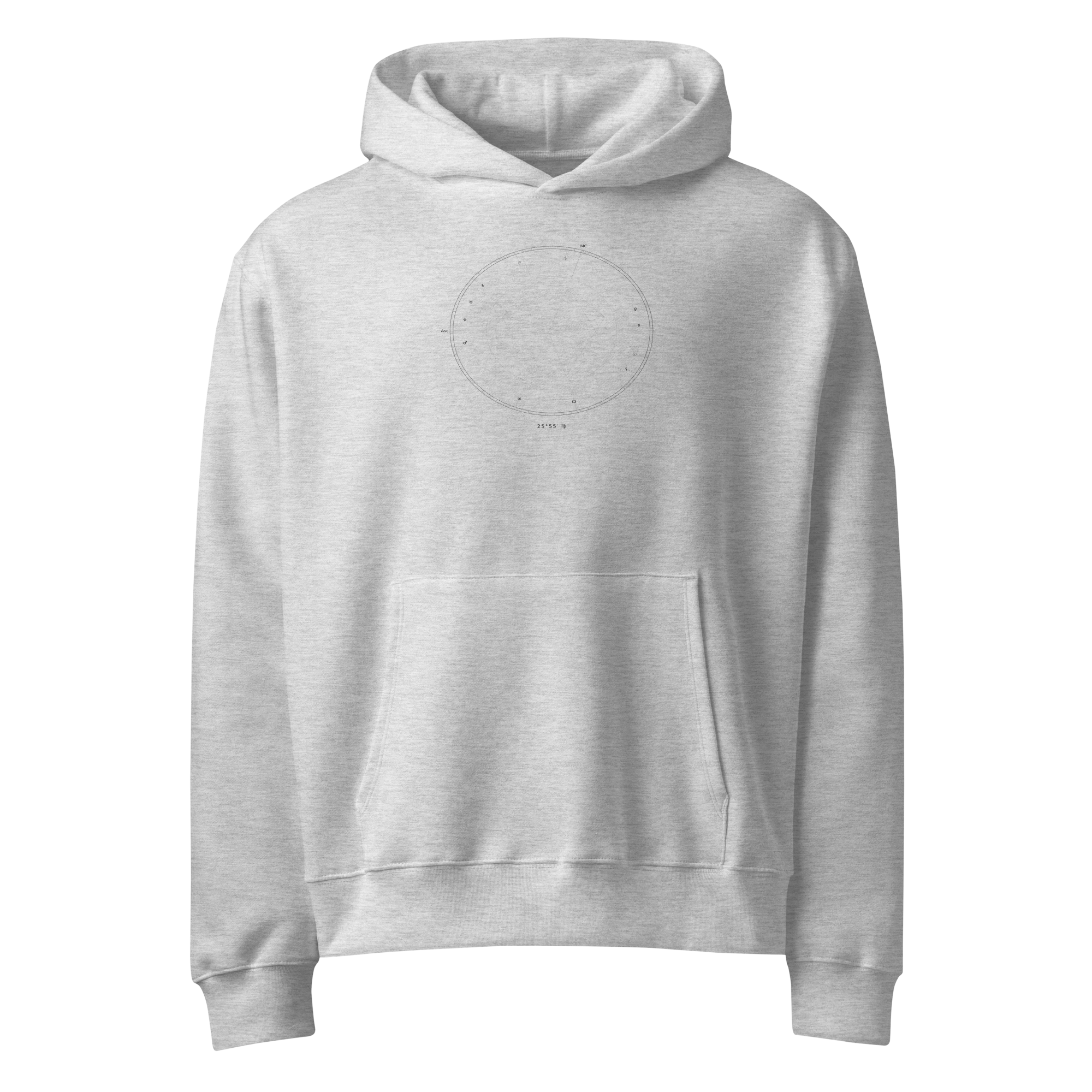 The Natal Chart Hoodie, Athletic Heather — personalized birth chart apparel by Starlyzed