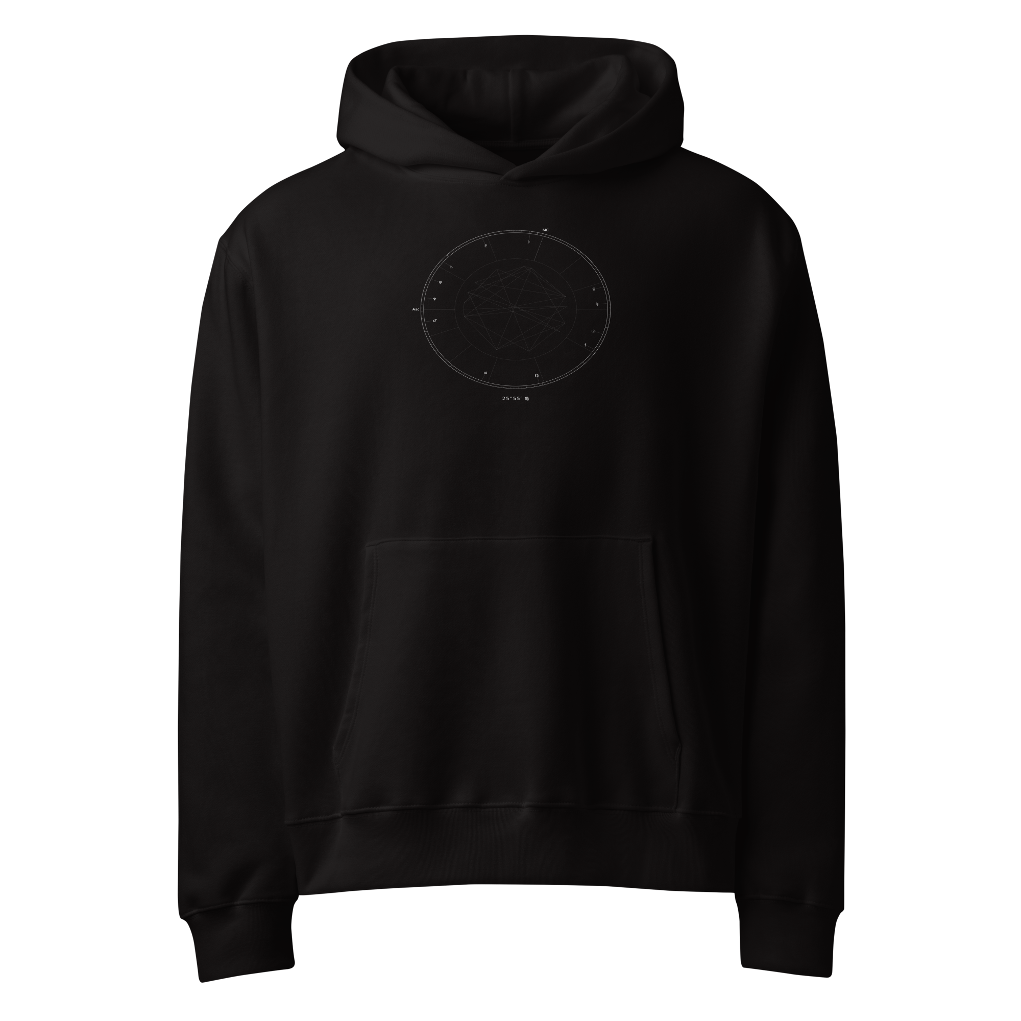 The Natal Chart Hoodie, Black — personalized birth chart apparel by Starlyzed