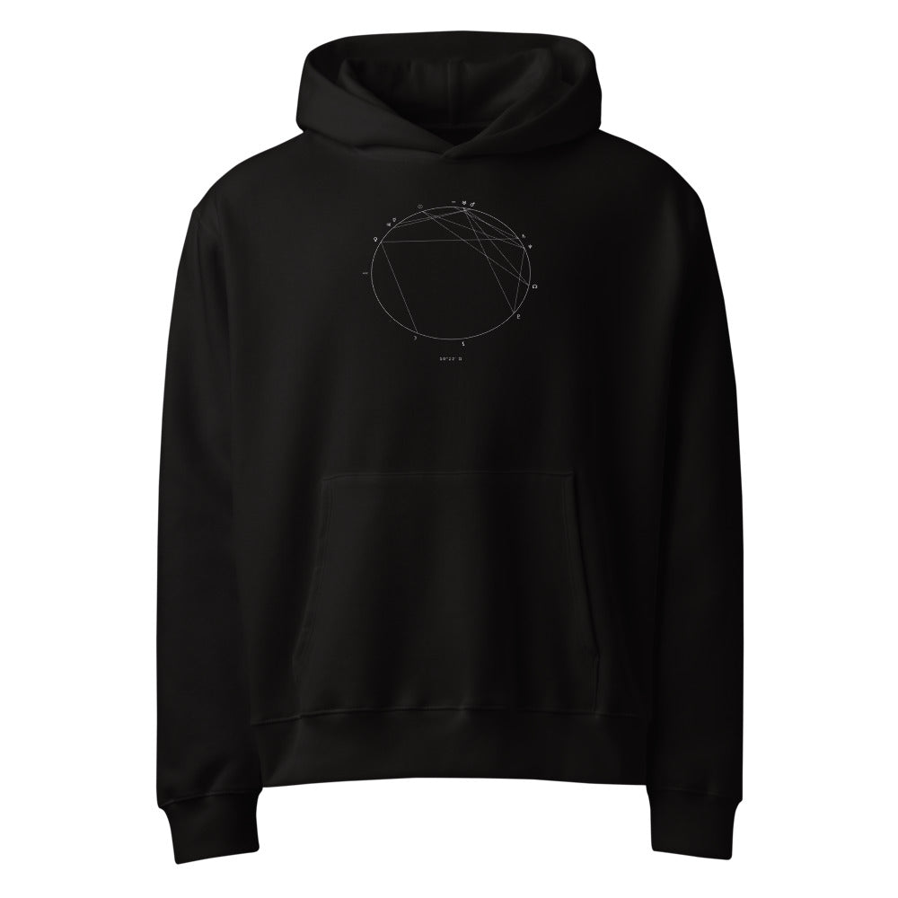 Starlyzed Natal Chart Hoodie Black front Printful mockup