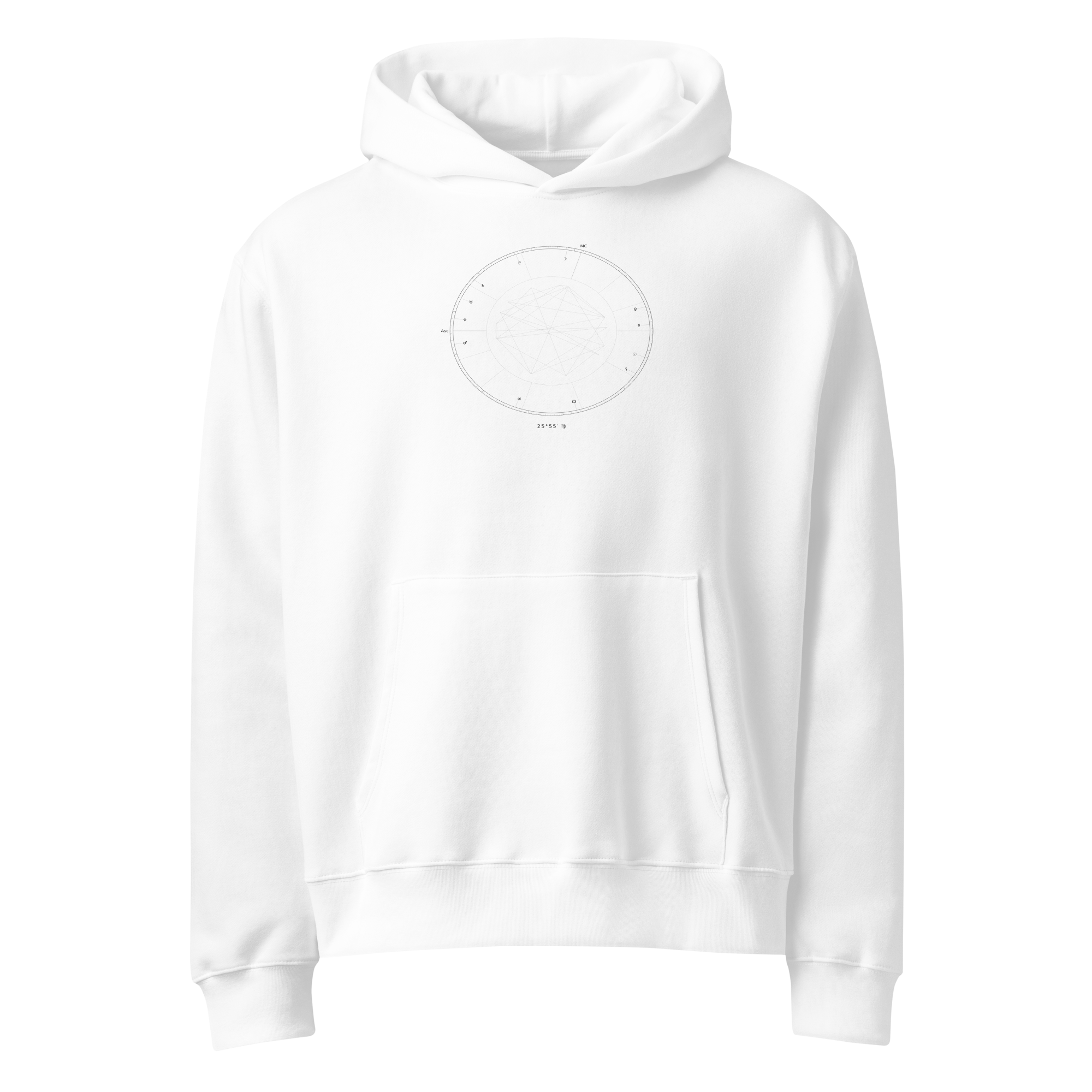 The Natal Chart Hoodie, White — personalized birth chart apparel by Starlyzed