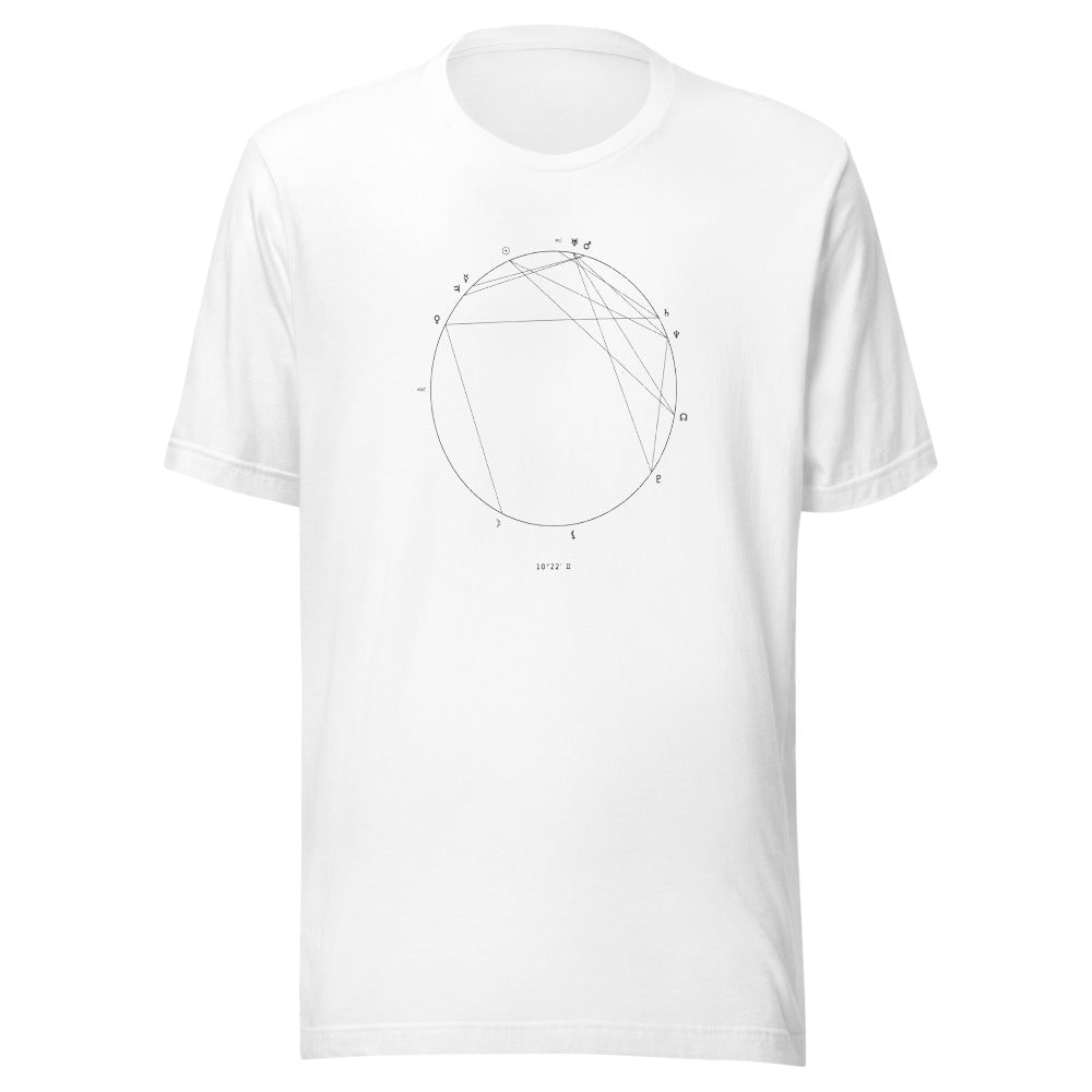Starlyzed Natal Chart Tee White front Printful mockup