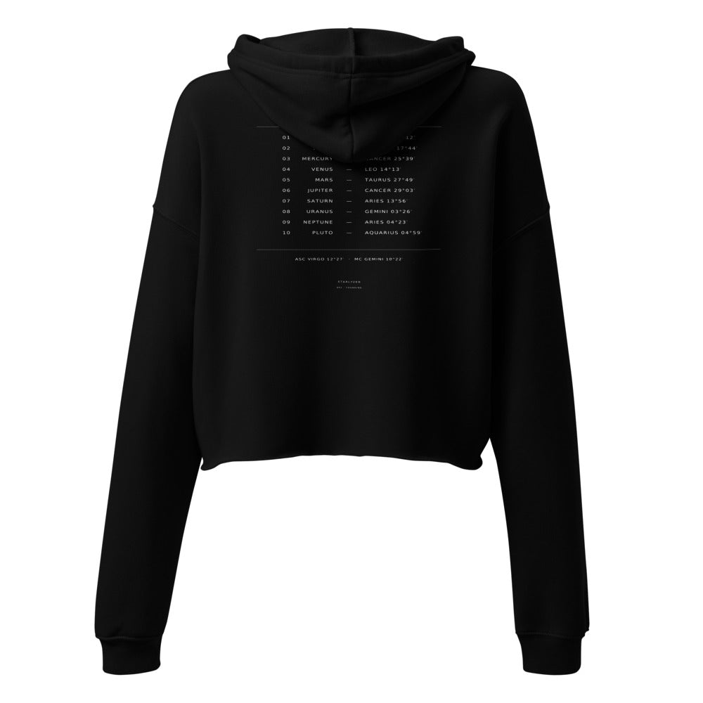 The Tracklist Crop Hoodie — personalized birth chart apparel by Starlyzed