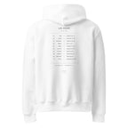 Starlyzed Tracklist Hoodie White back Printful mockup
