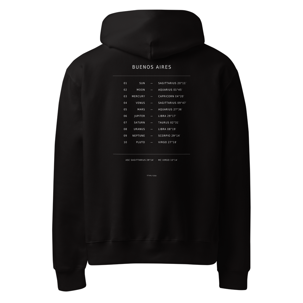 The Tracklist Hoodie, Black — personalized birth chart apparel by Starlyzed