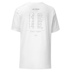 Starlyzed Tracklist Tee White back Printful mockup