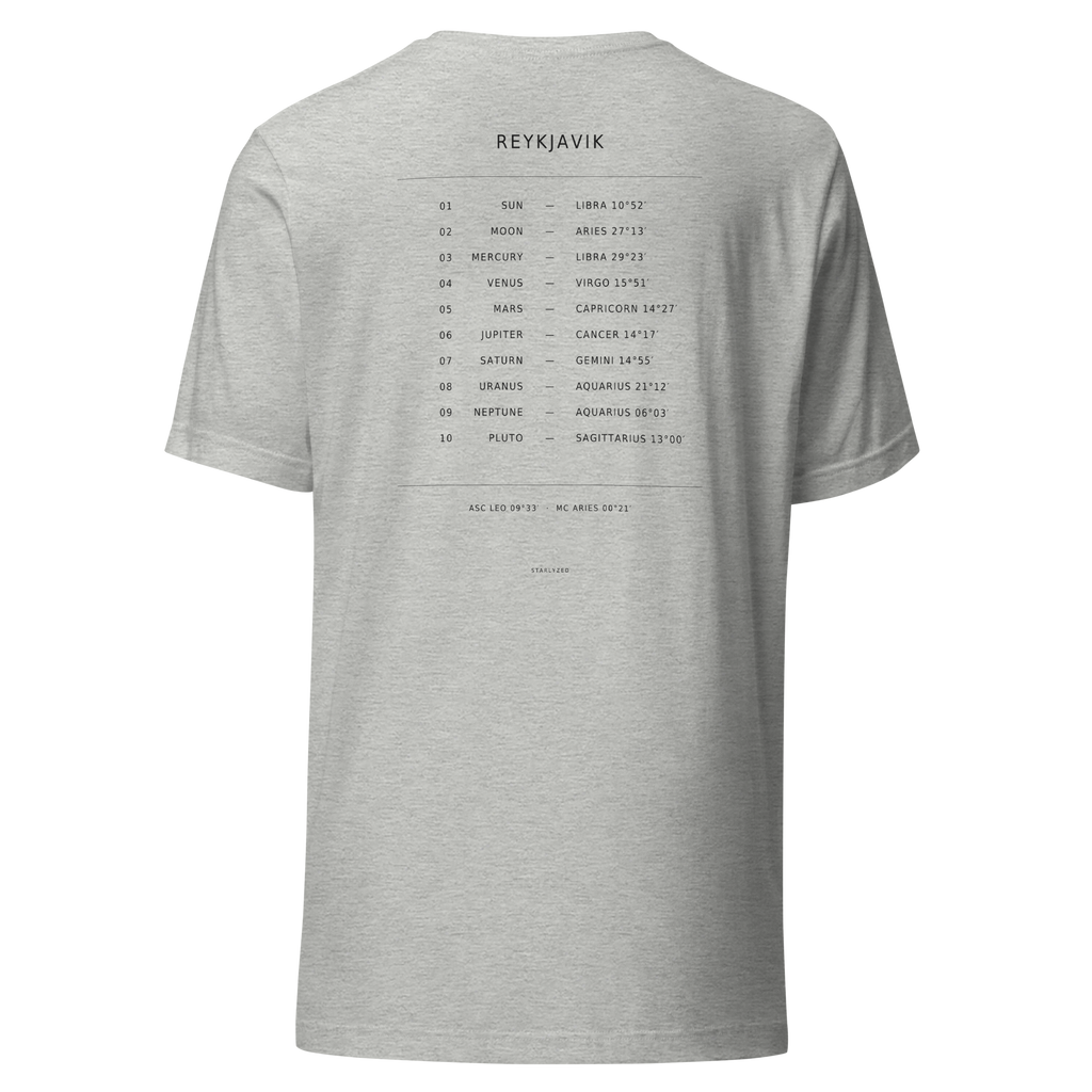 The Tracklist Tee, Athletic Heather — personalized birth chart apparel by Starlyzed