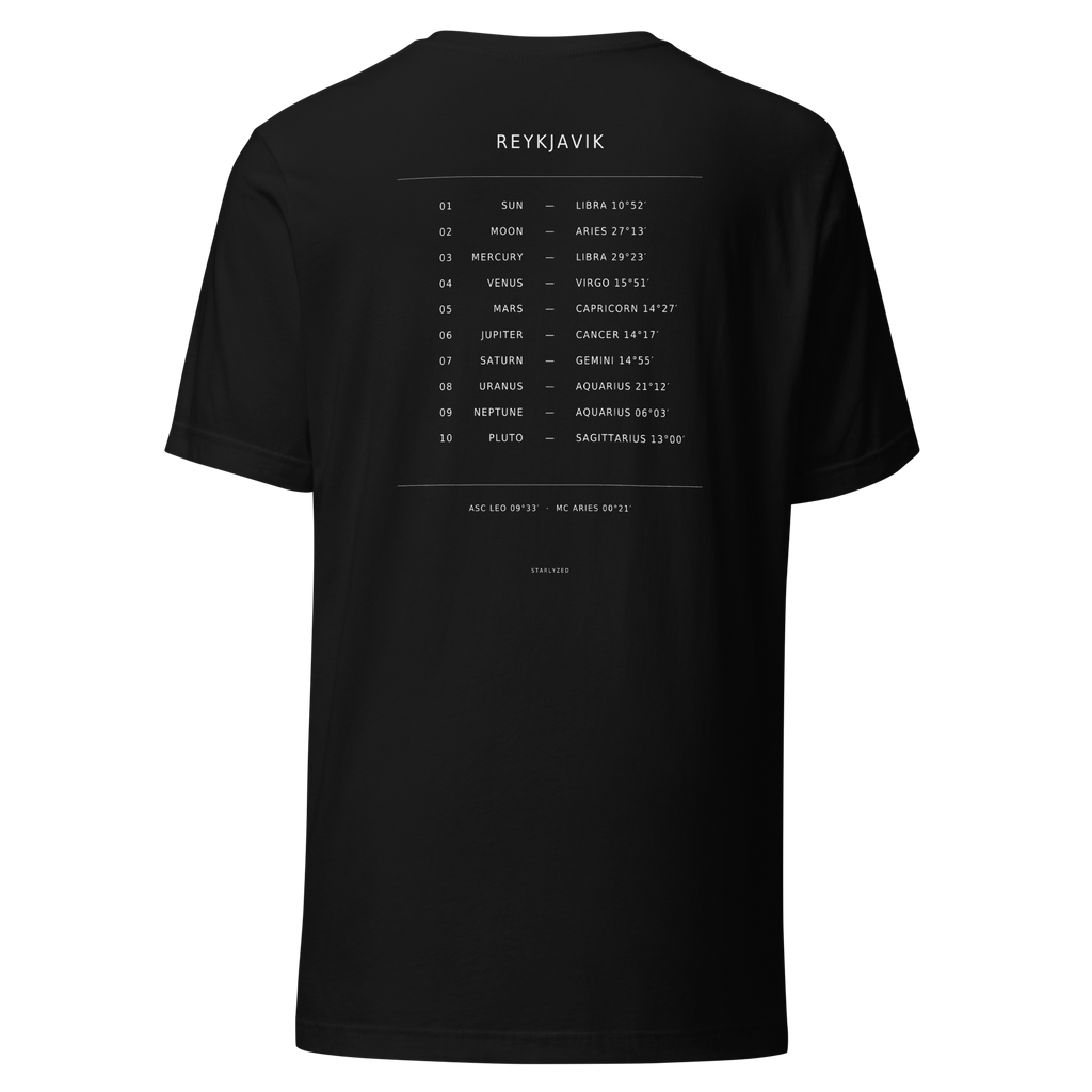 The Tracklist Tee, Black — personalized birth chart apparel by Starlyzed