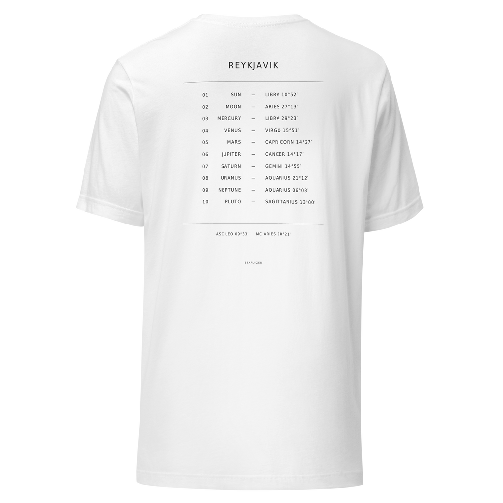 The Tracklist Tee, White — personalized birth chart apparel by Starlyzed