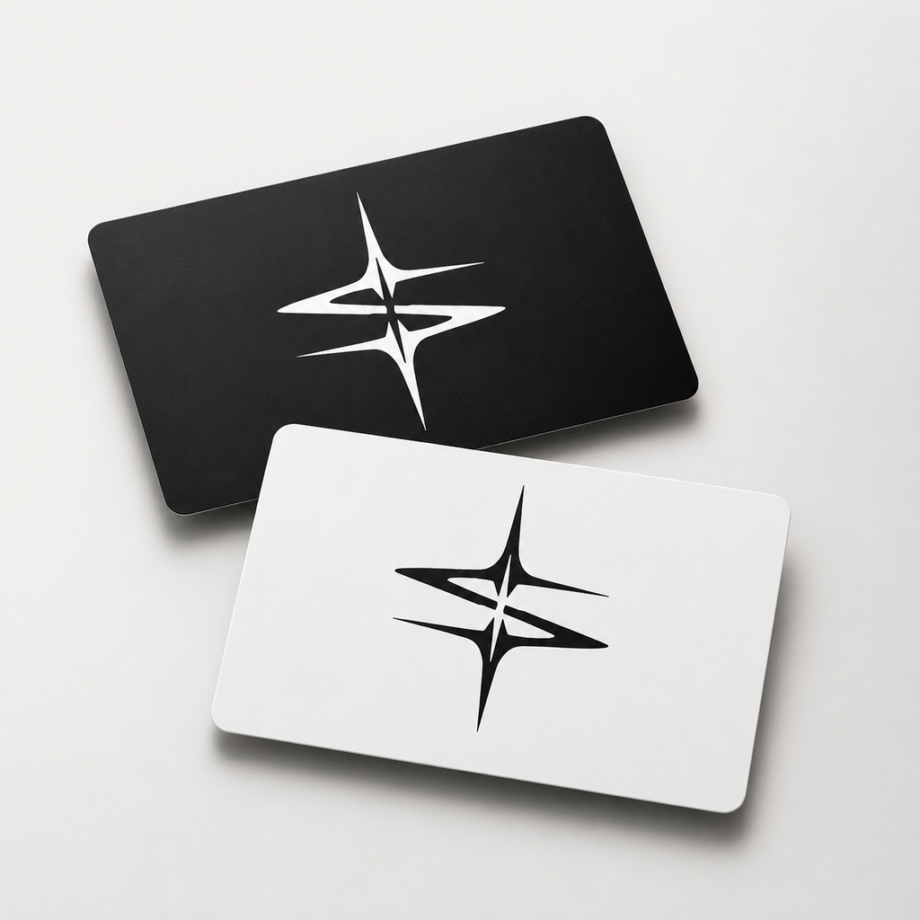 Starlyzed gift card, black and white