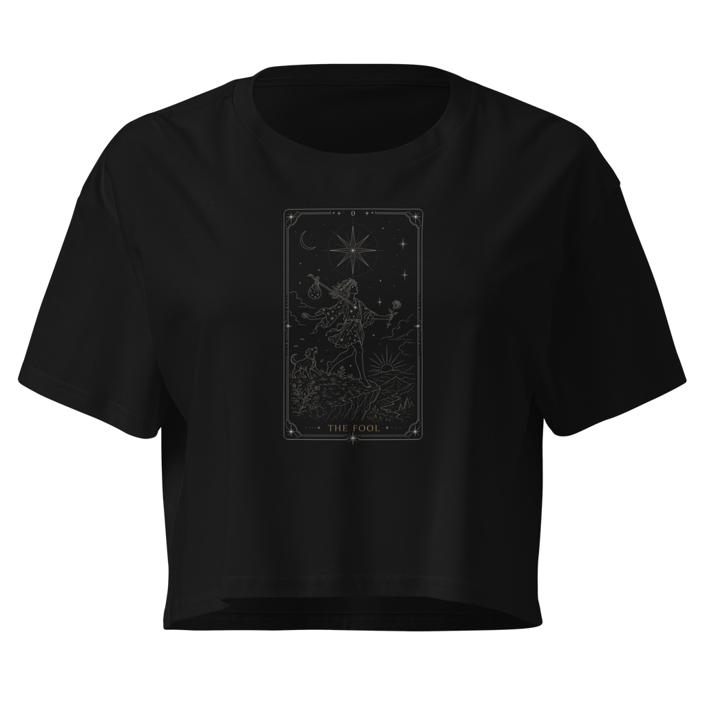 The Fool Tarot Crop Top - Black