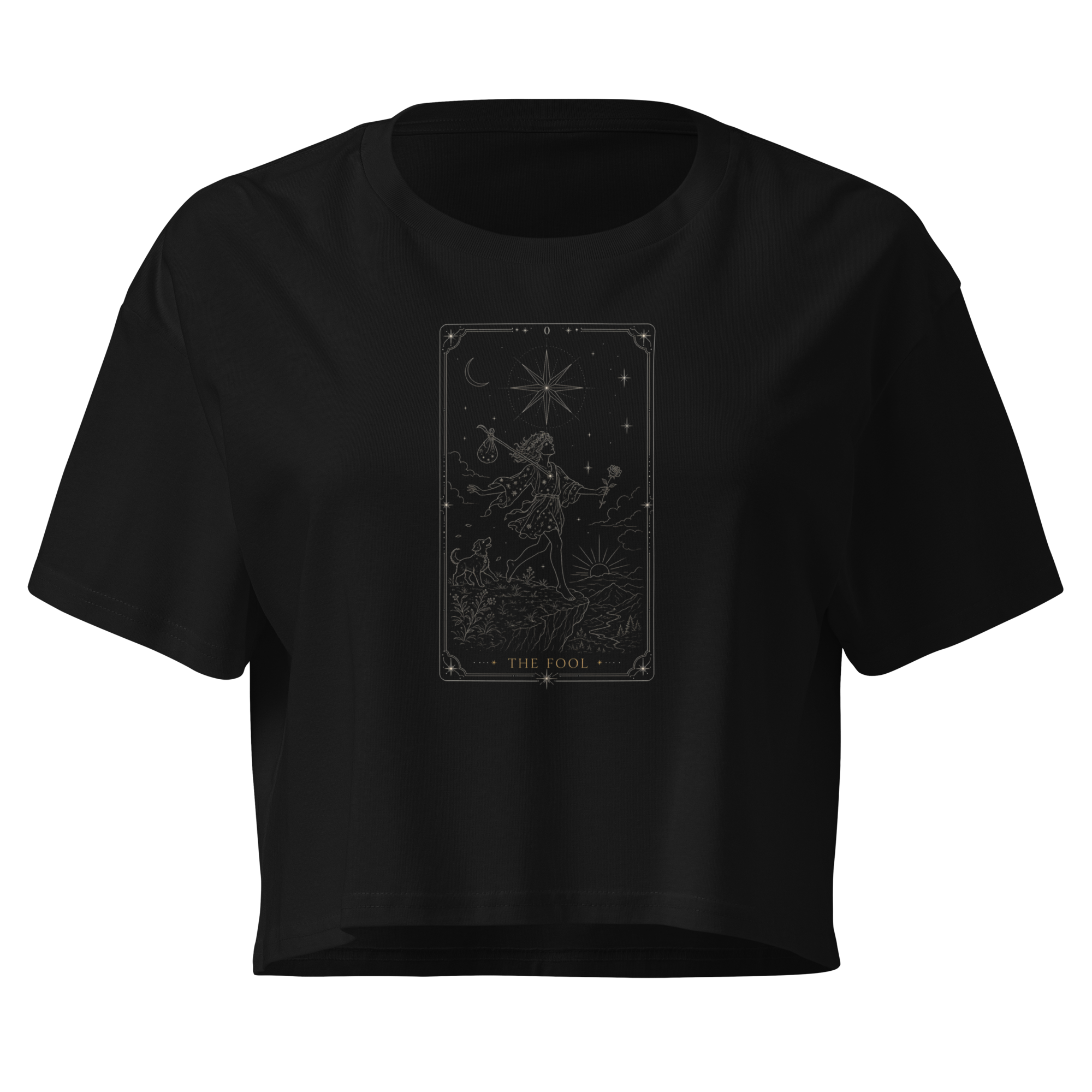 The Fool Tarot Crop Top - Black
