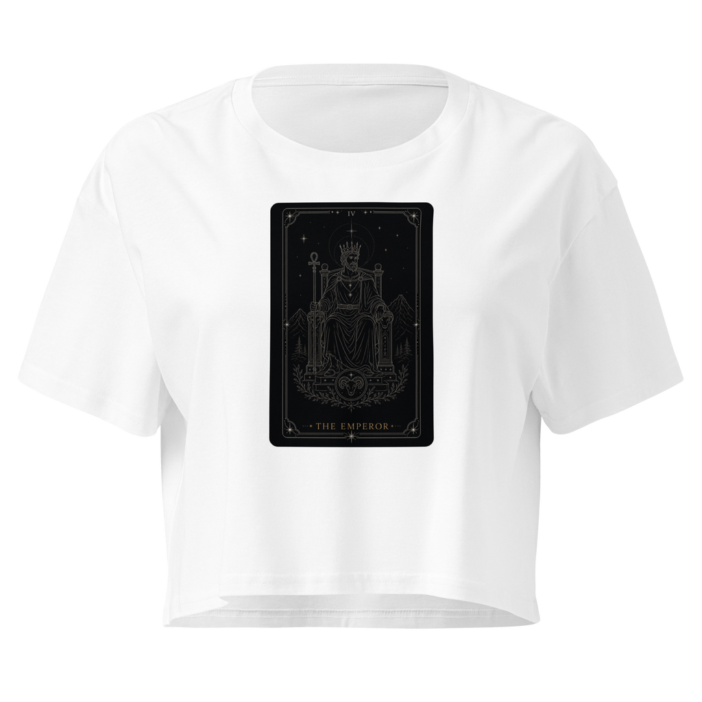 The Emperor Tarot Crop Top - White