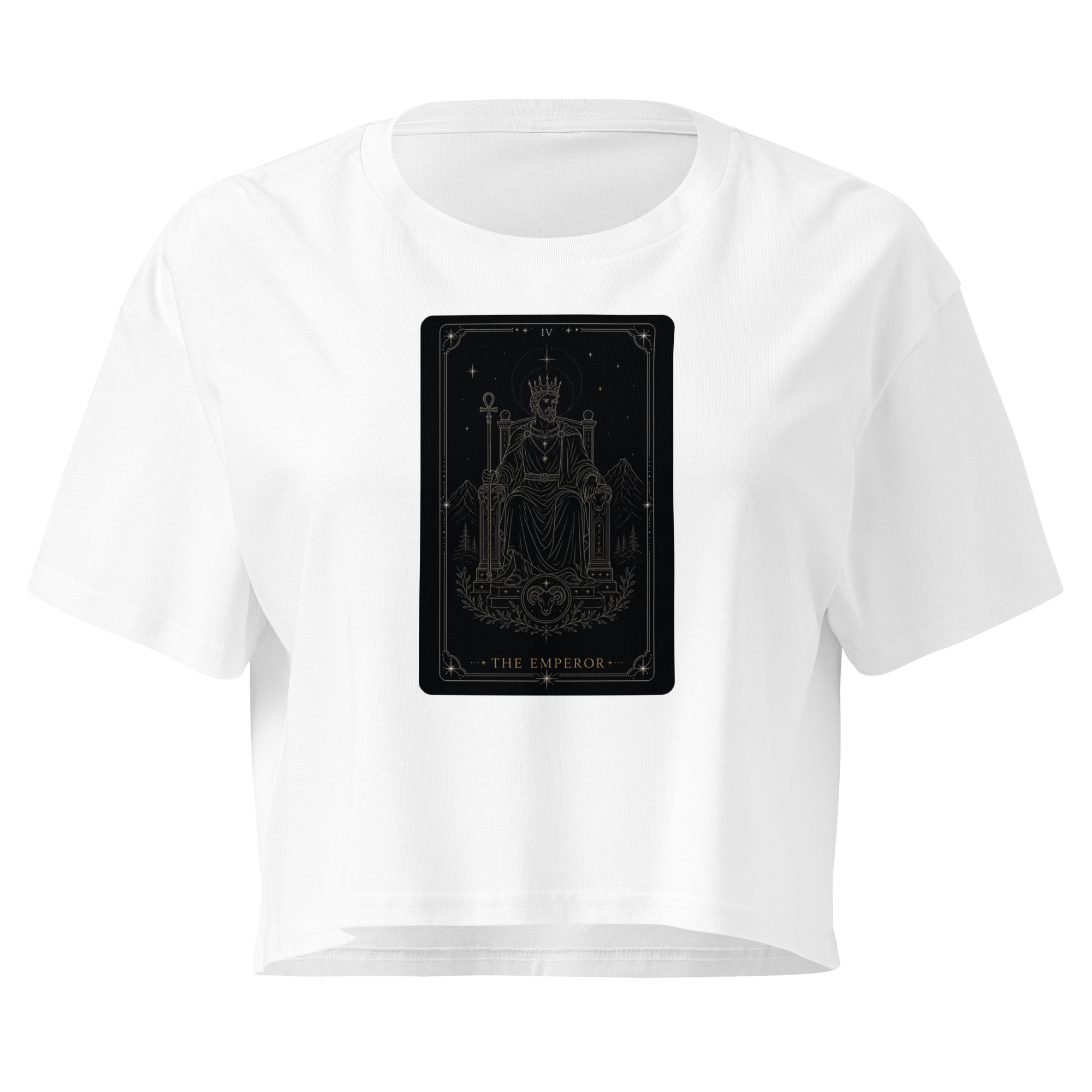 The Emperor Tarot Crop Top - White