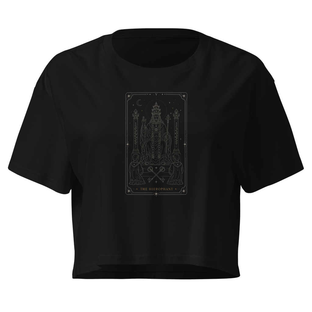 The Hierophant Tarot Crop Top - Black