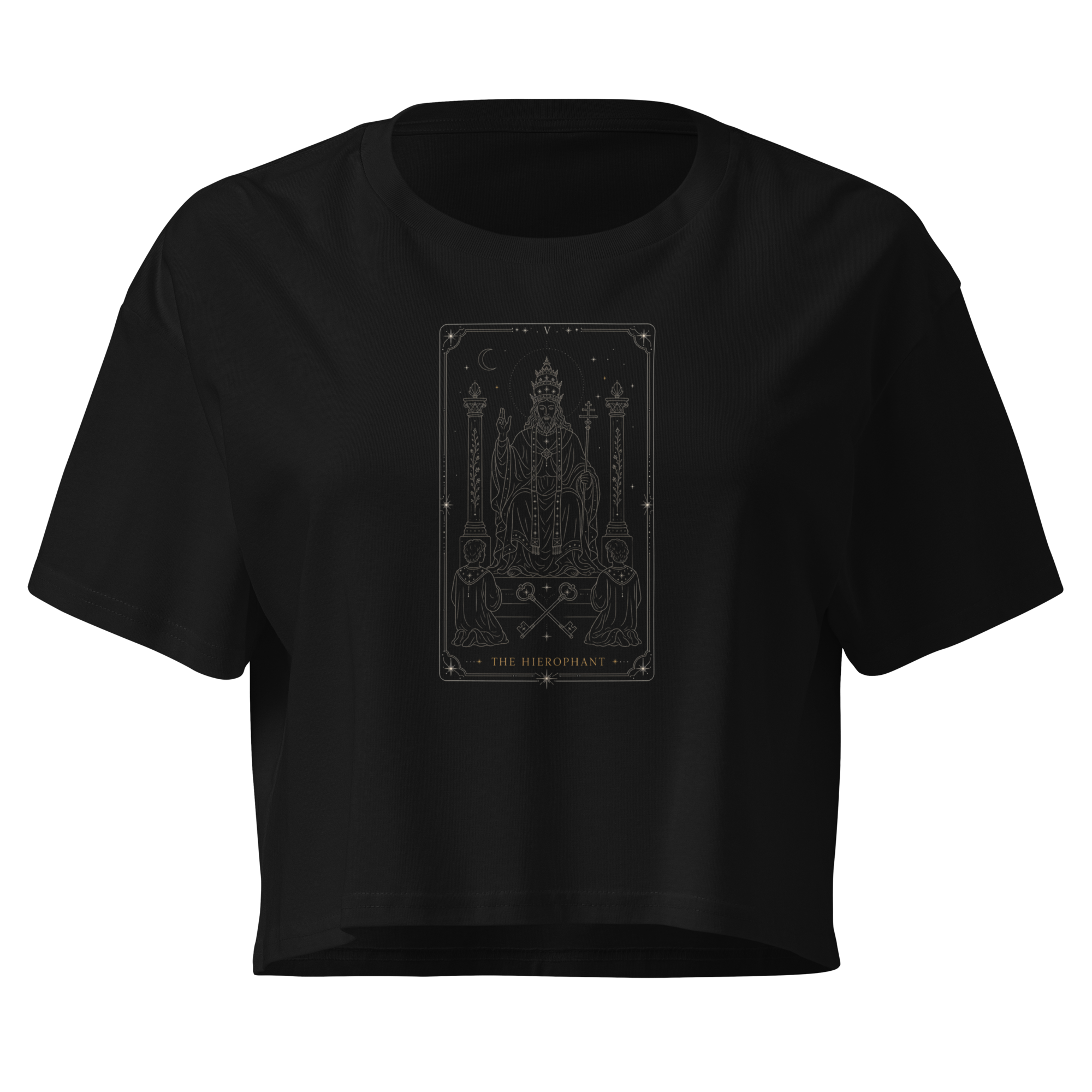 The Hierophant Tarot Crop Top - Black