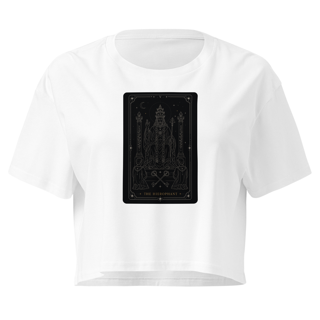 The Hierophant Tarot Crop Top - White