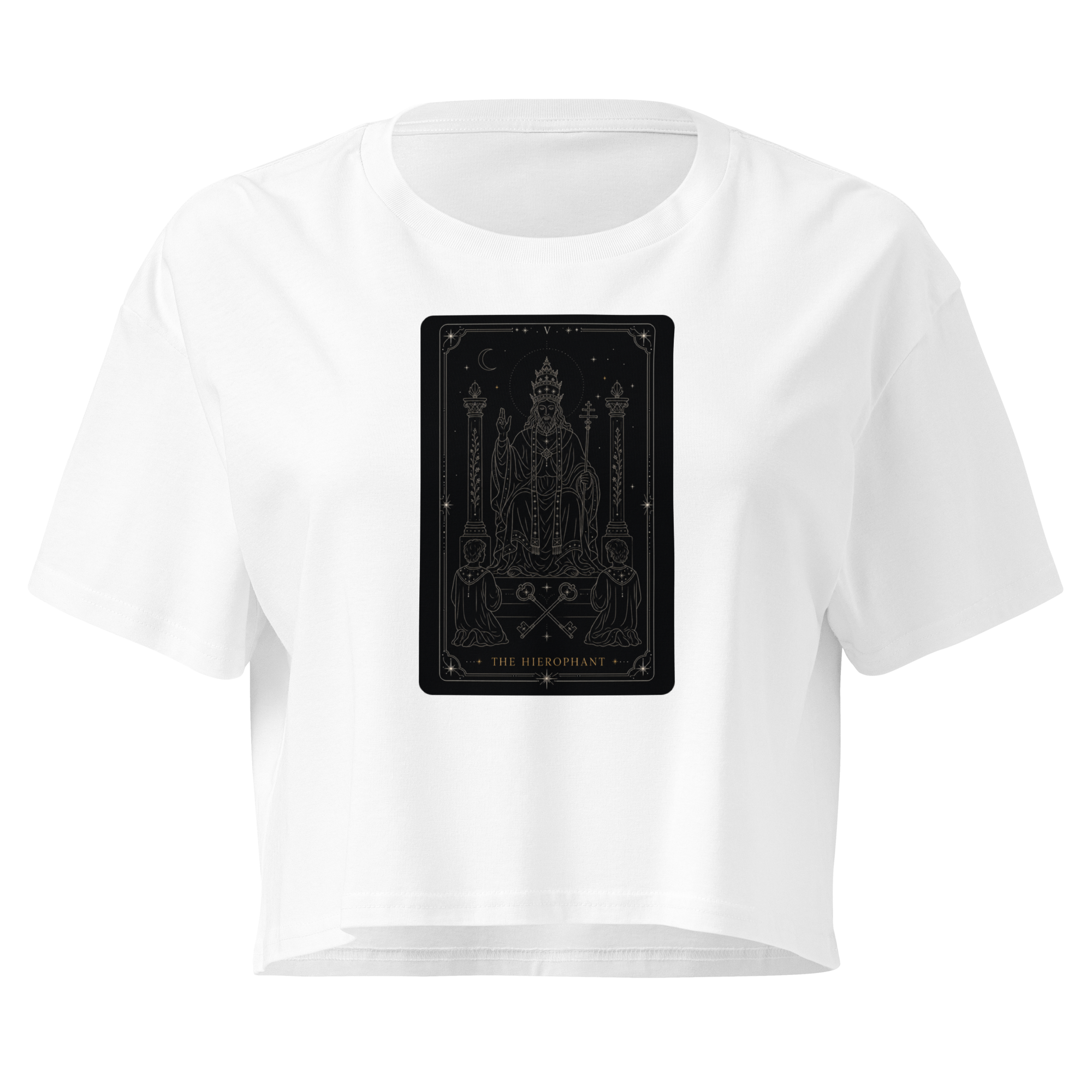 The Hierophant Tarot Crop Top - White