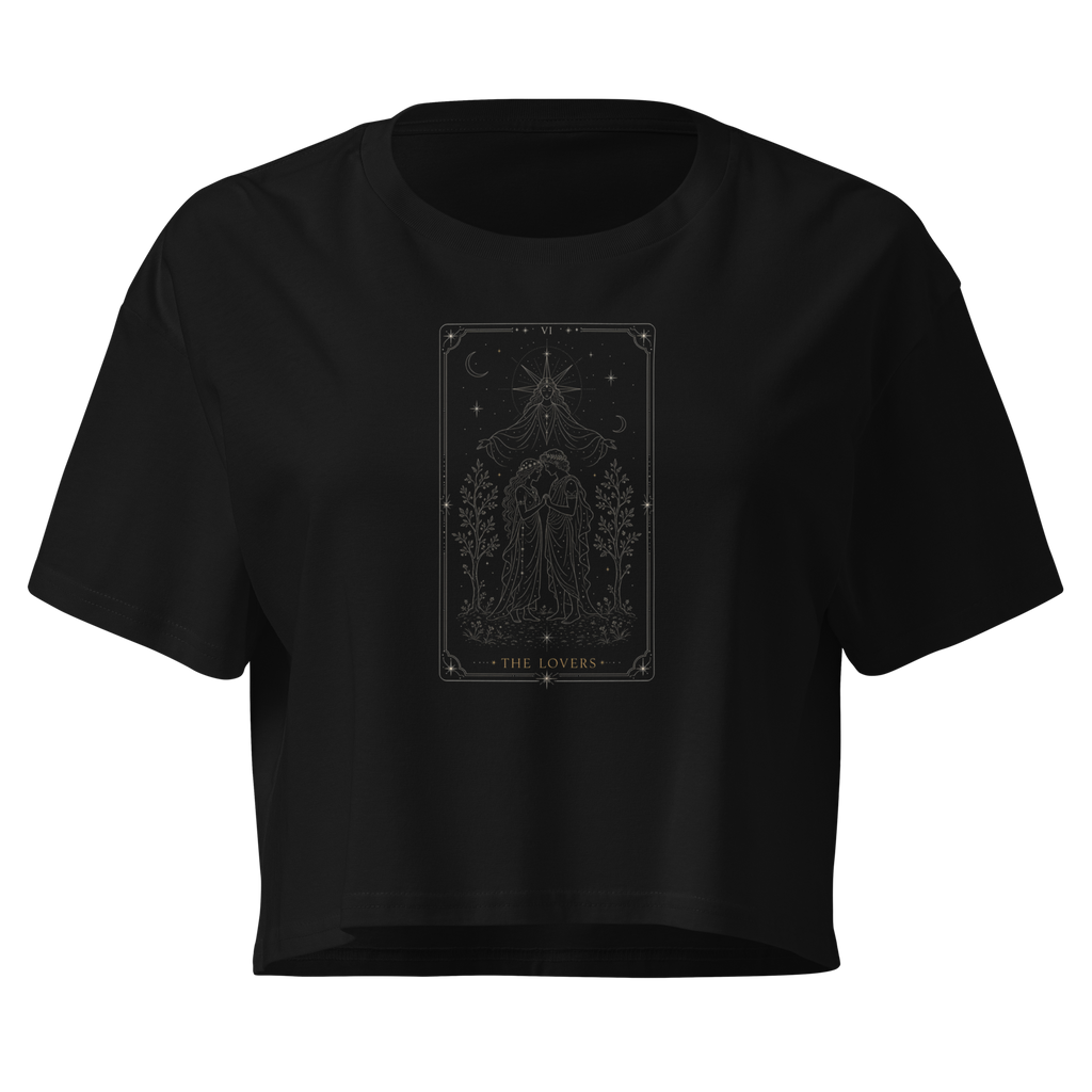 The Lovers Tarot Crop Top - Black