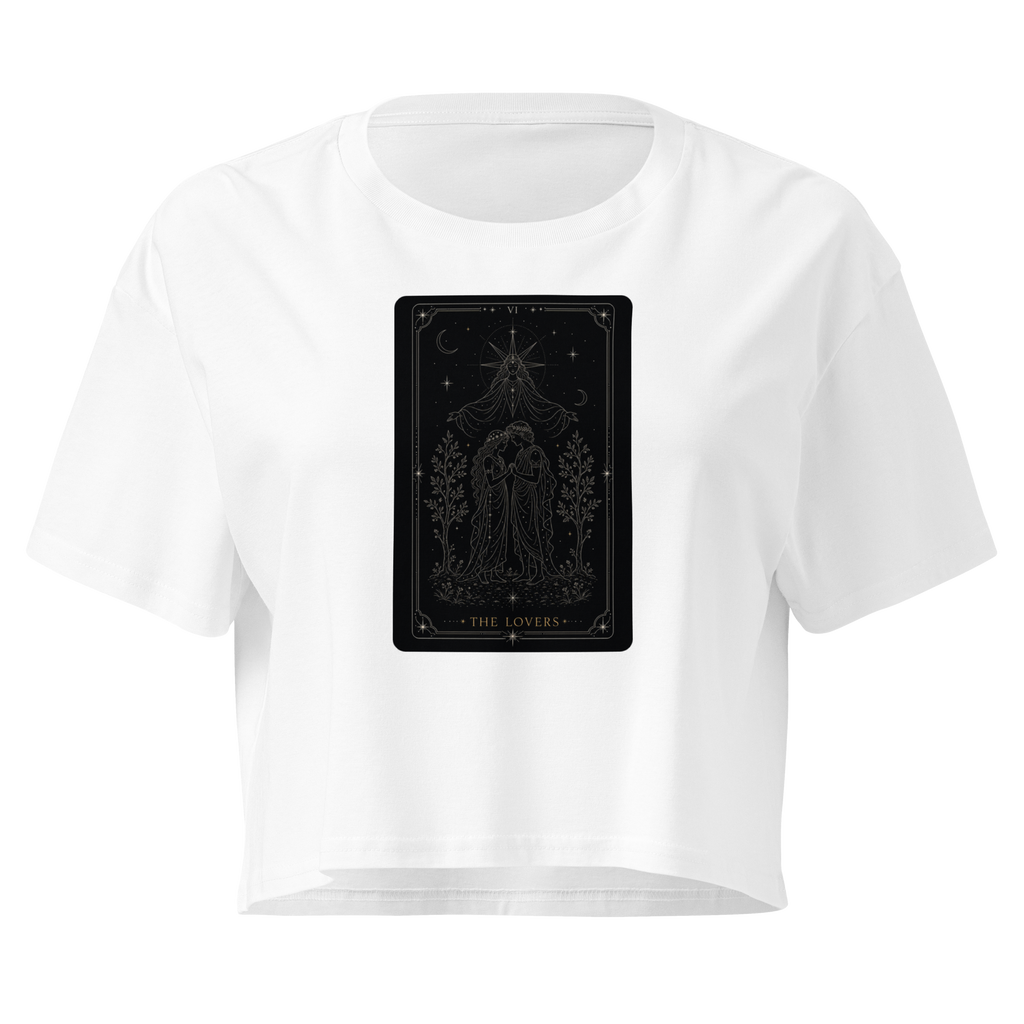 The Lovers Tarot Crop Top - White