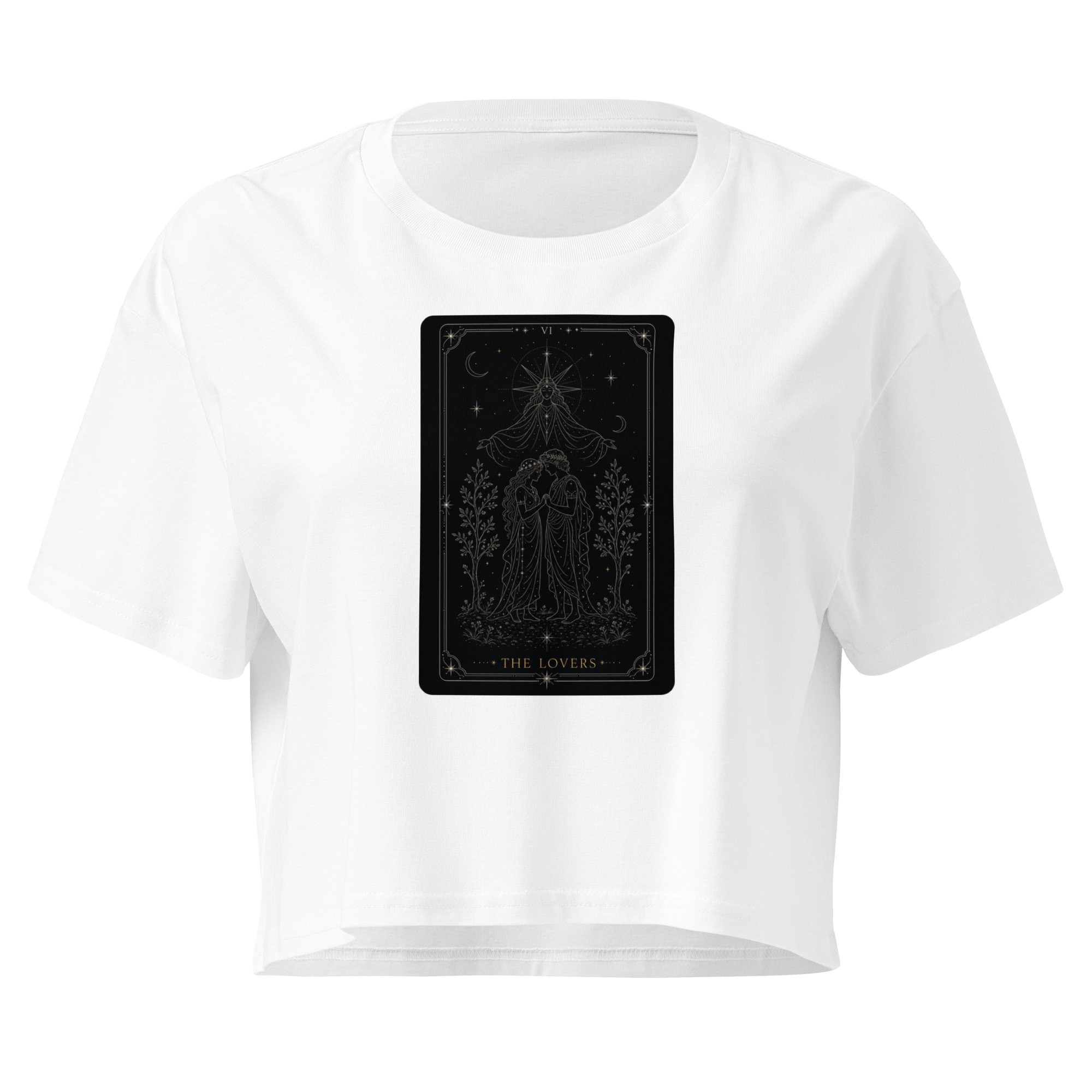 The Lovers Tarot Crop Top - White