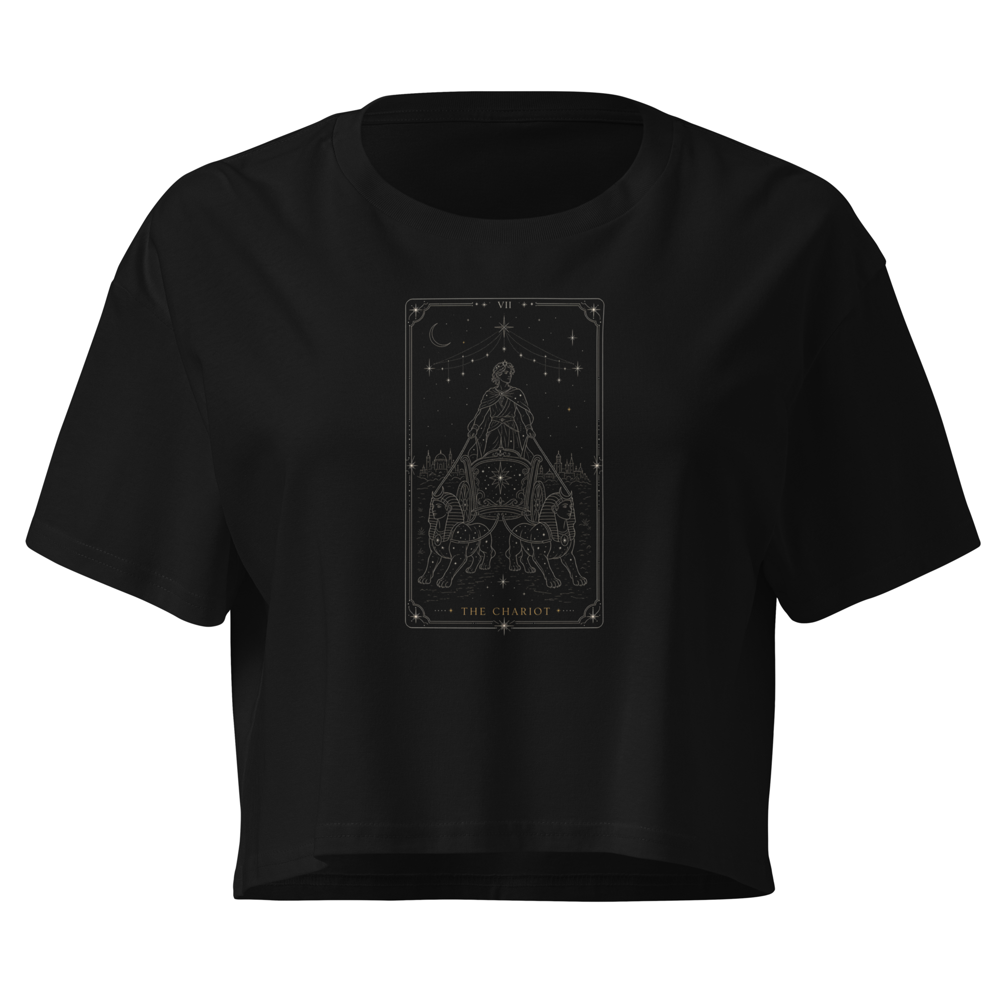 The Chariot Tarot Crop Top - Black