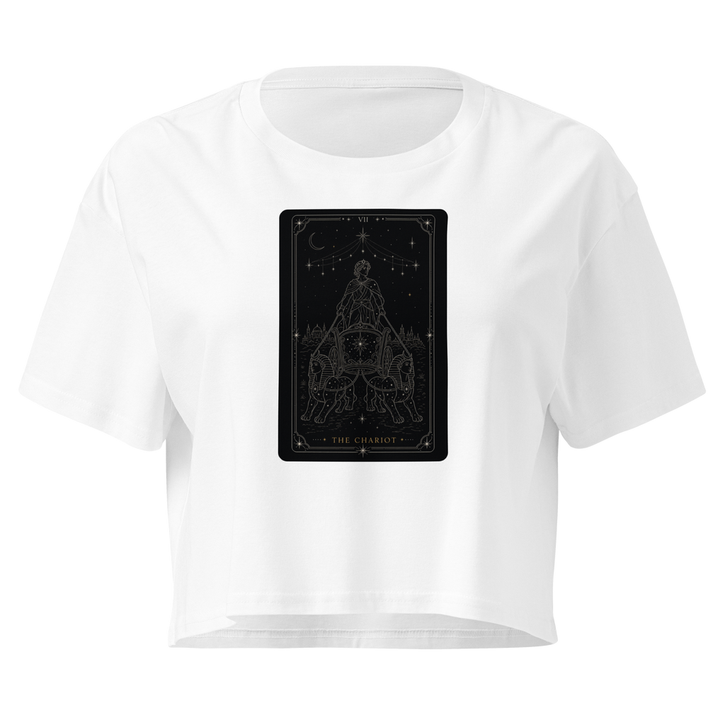 The Chariot Tarot Crop Top - White