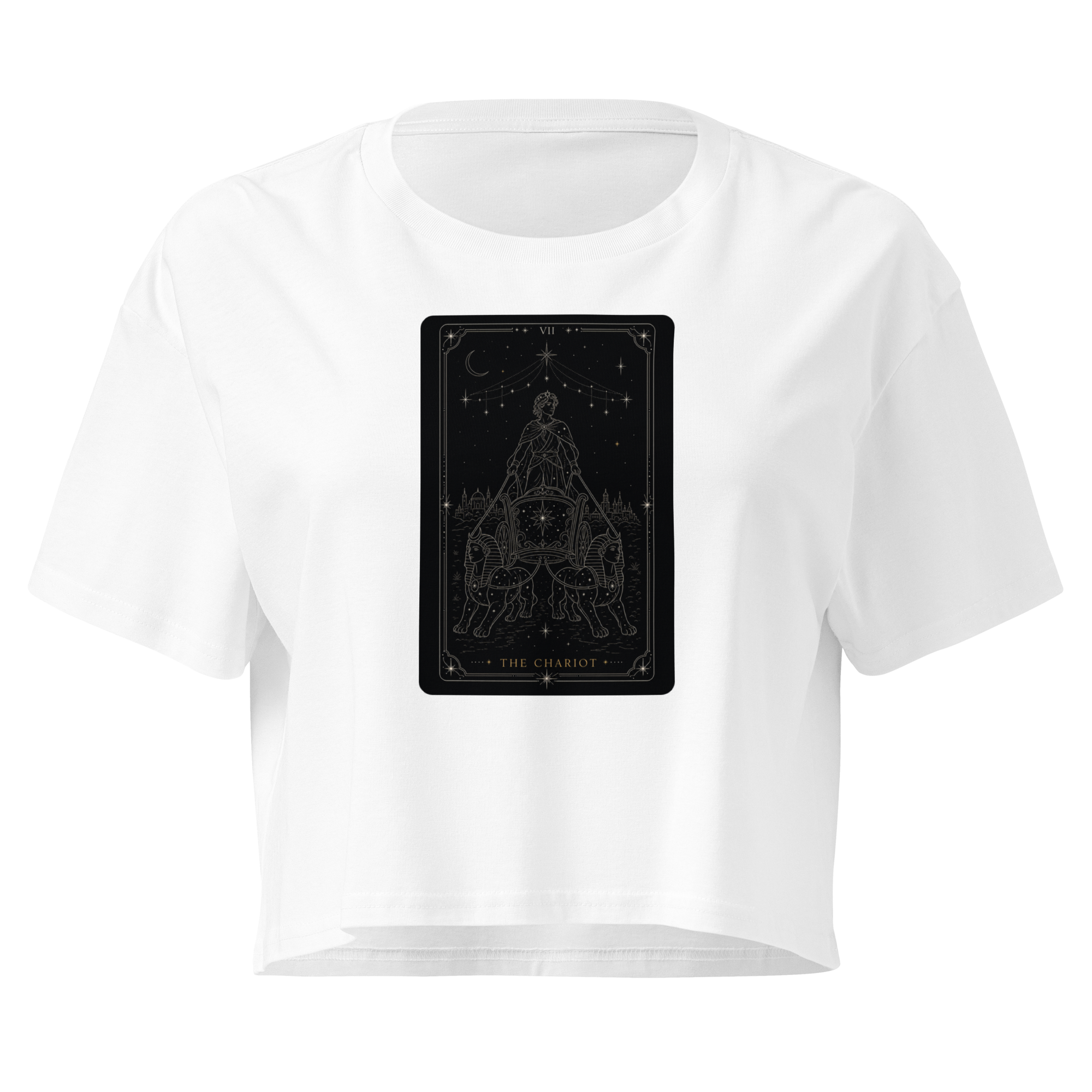 The Chariot Tarot Crop Top - White