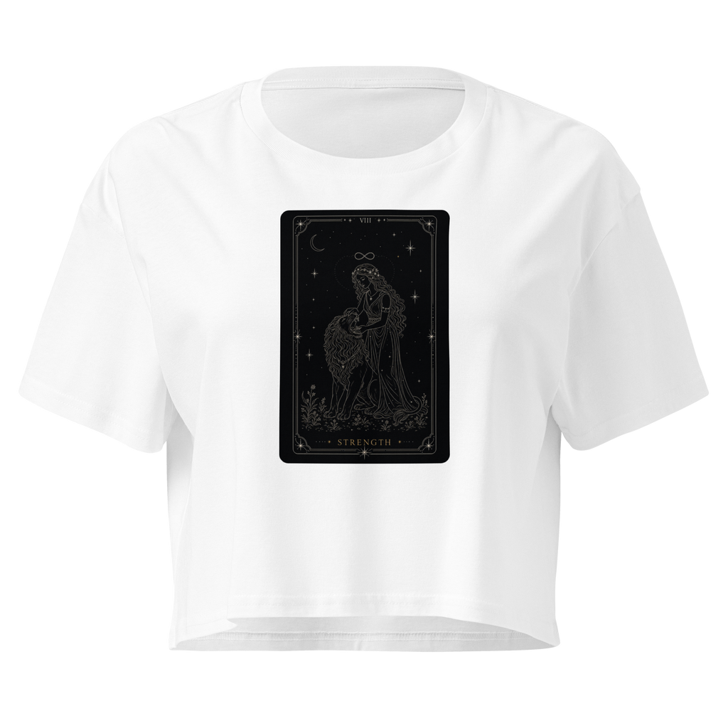 Strength Tarot Crop Top - White