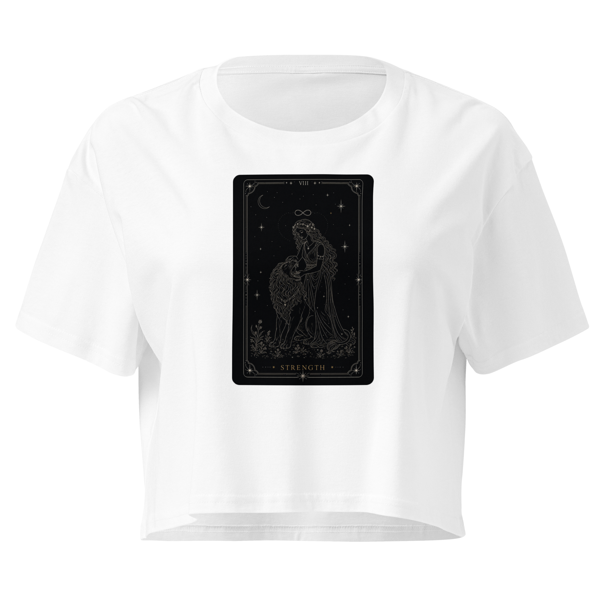 Strength Tarot Crop Top - White