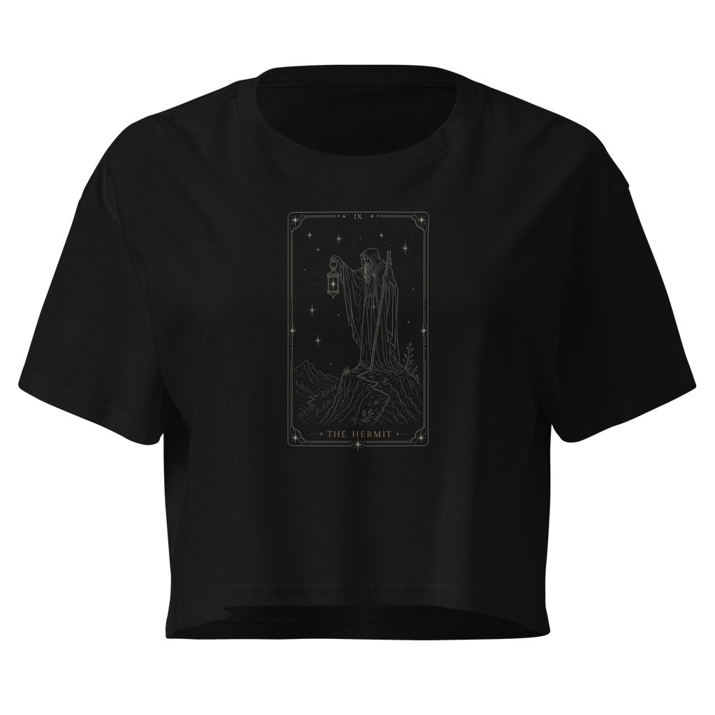 The Hermit Tarot Crop Top - Black