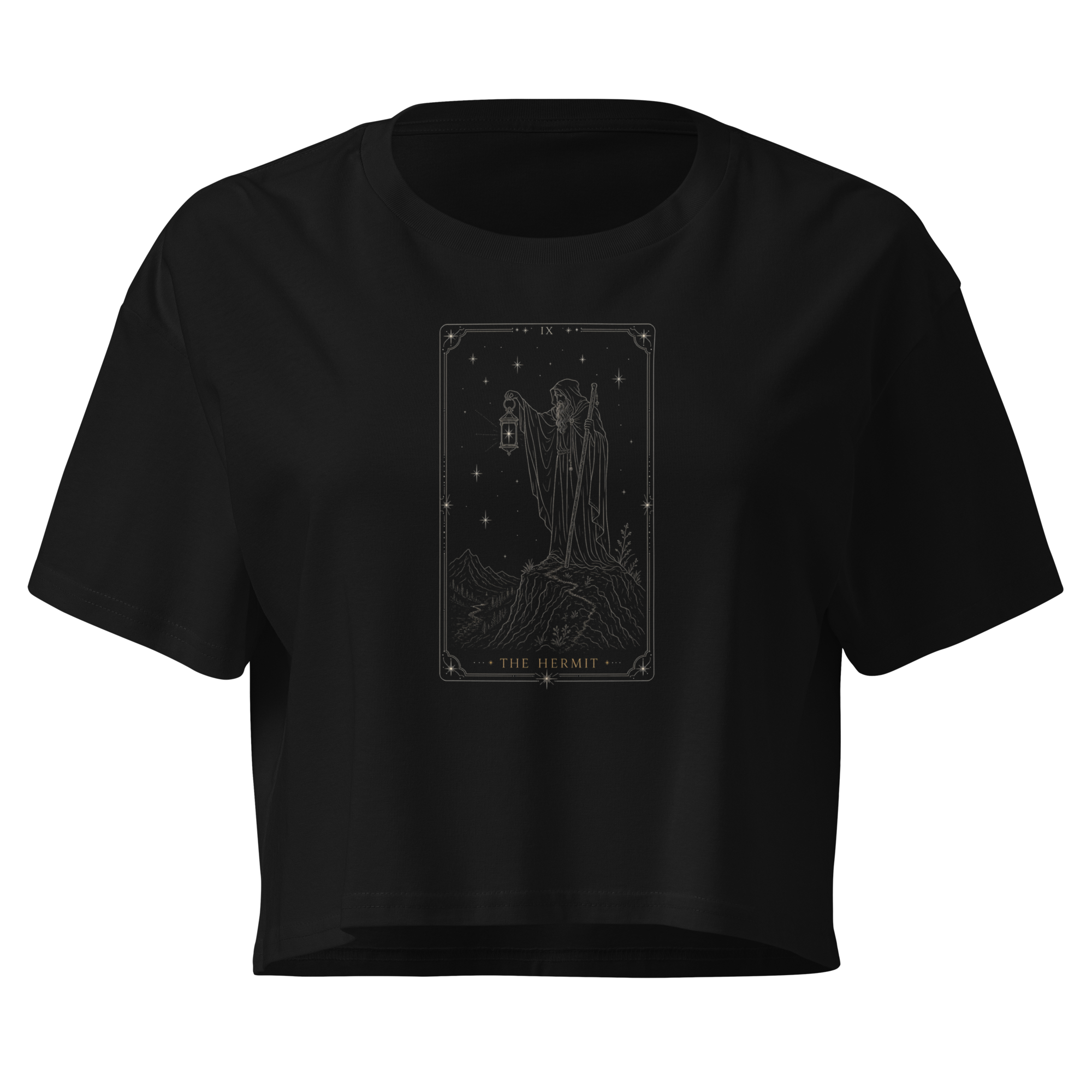 The Hermit Tarot Crop Top - Black