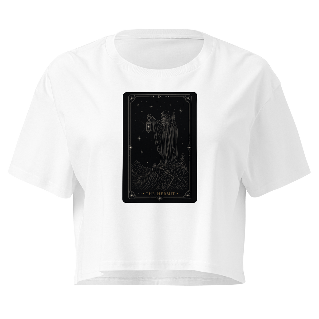 The Hermit Tarot Crop Top - White