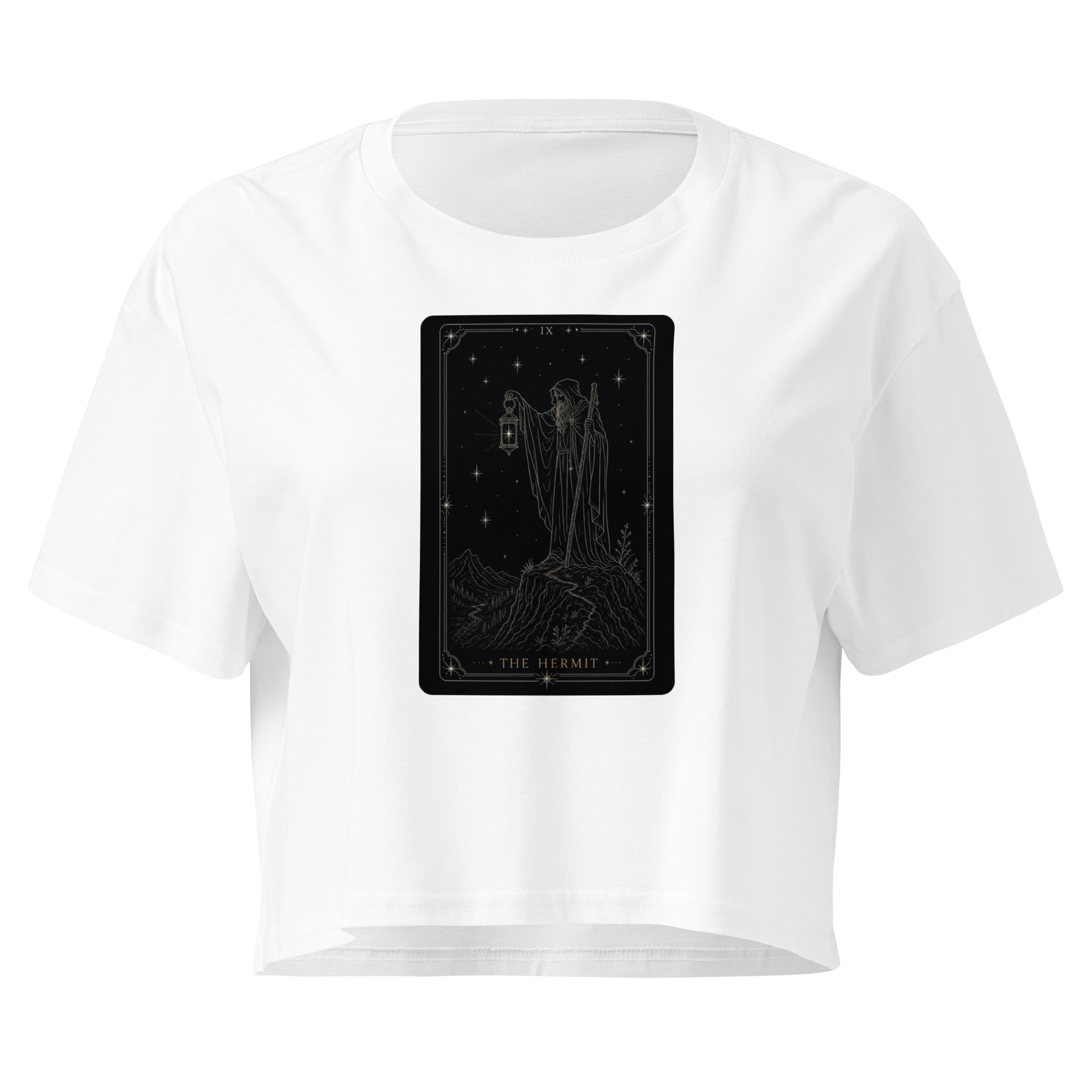 The Hermit Tarot Crop Top - White