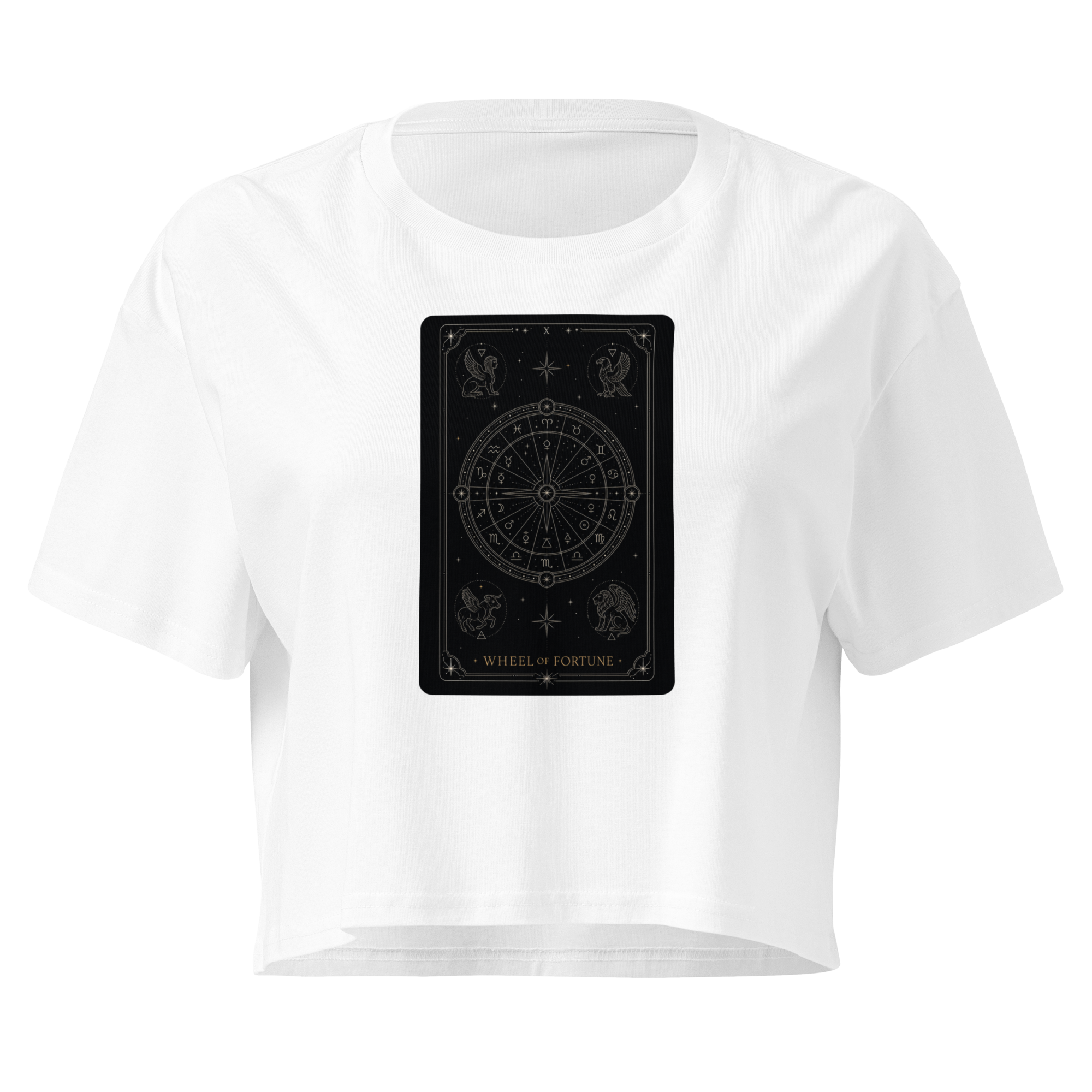 Wheel of Fortune Tarot Crop Top - White
