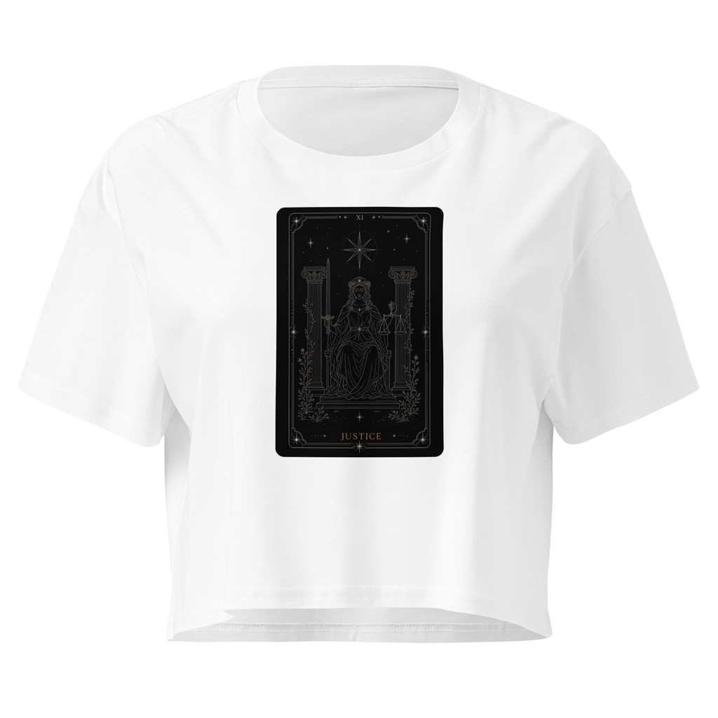 Justice Tarot Crop Top - White