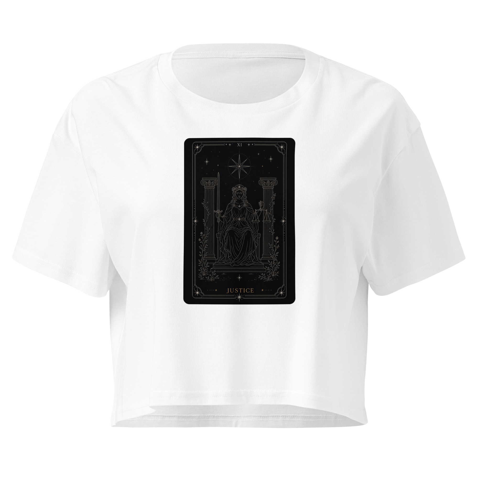 Justice Tarot Crop Top - White