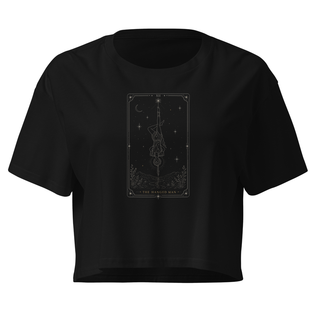 The Hanged Man Tarot Crop Top - Black