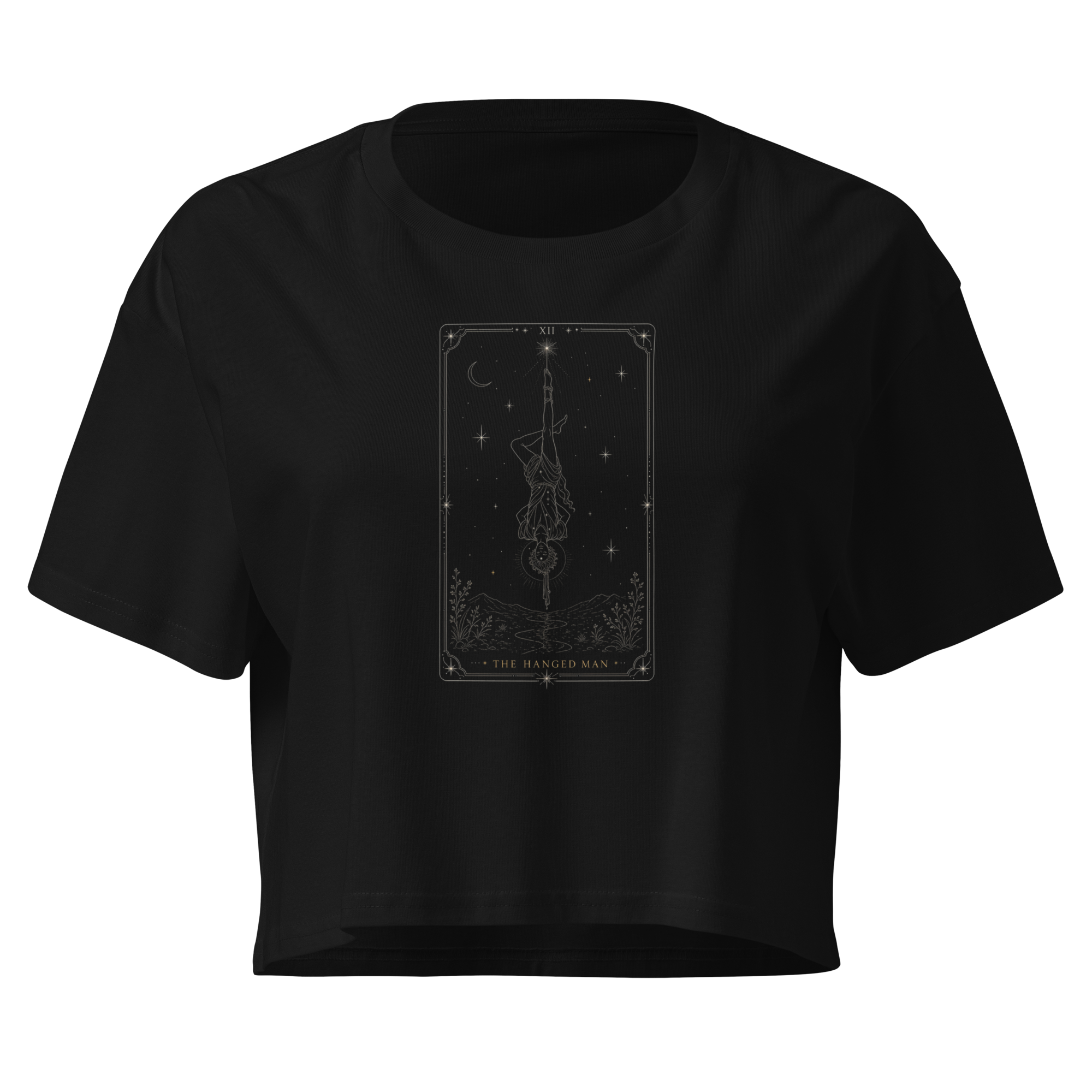 The Hanged Man Tarot Crop Top - Black