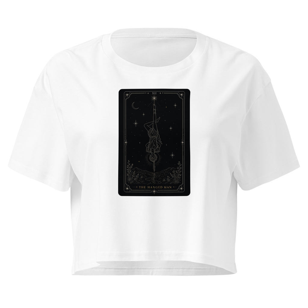 The Hanged Man Tarot Crop Top - White