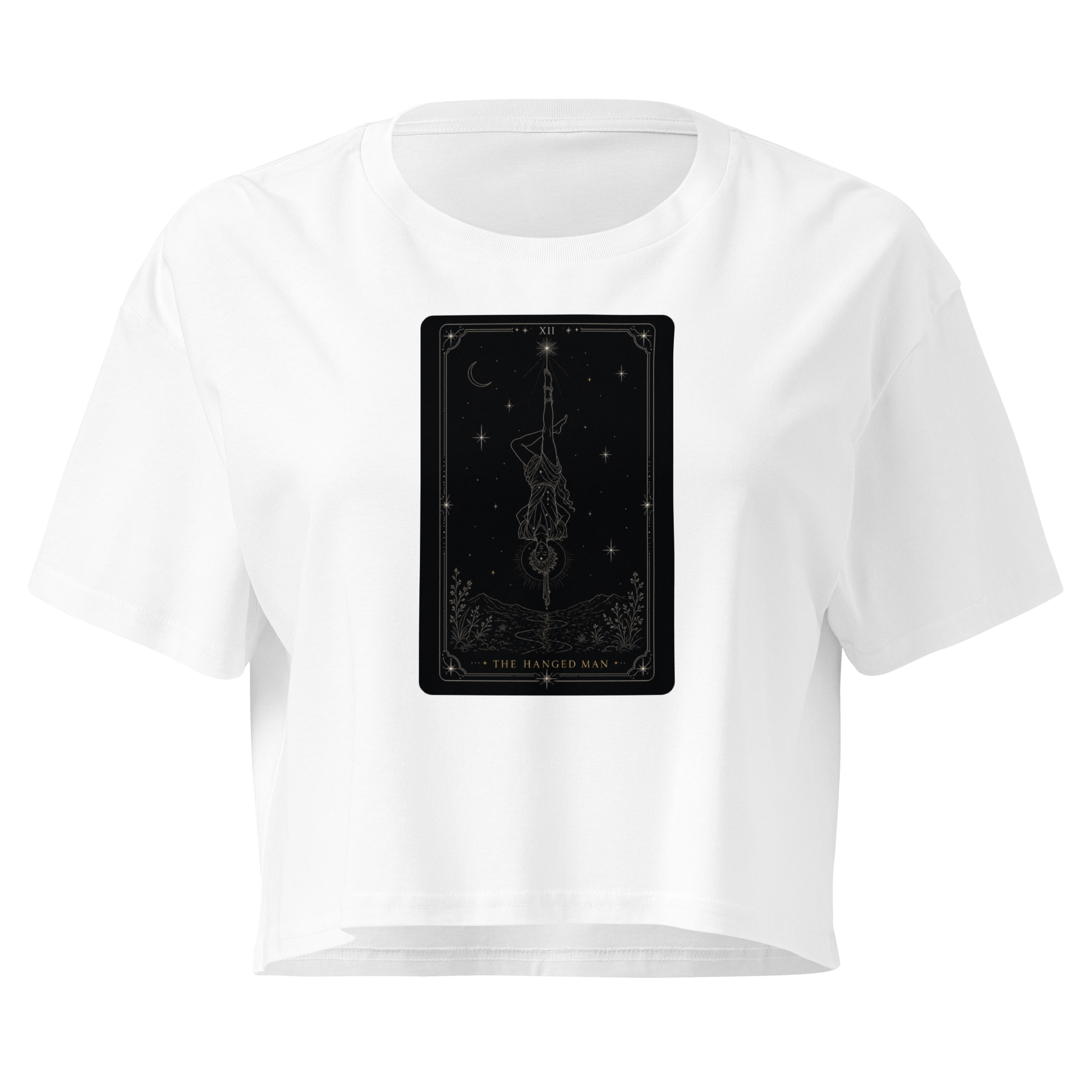 The Hanged Man Tarot Crop Top - White