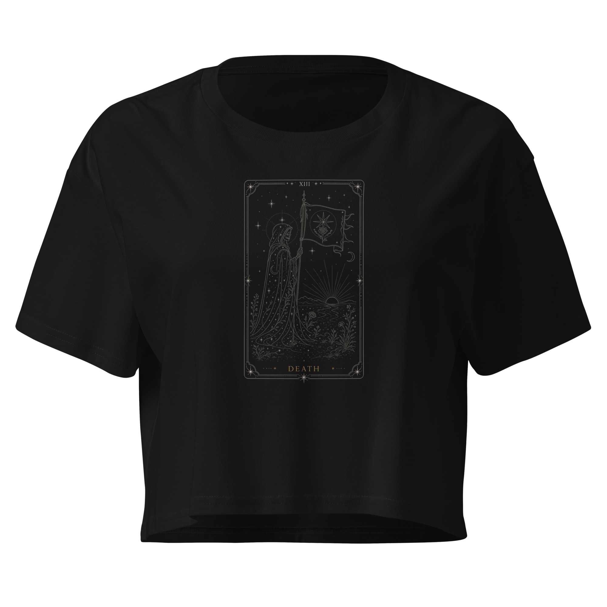 Death Tarot Crop Top - Black