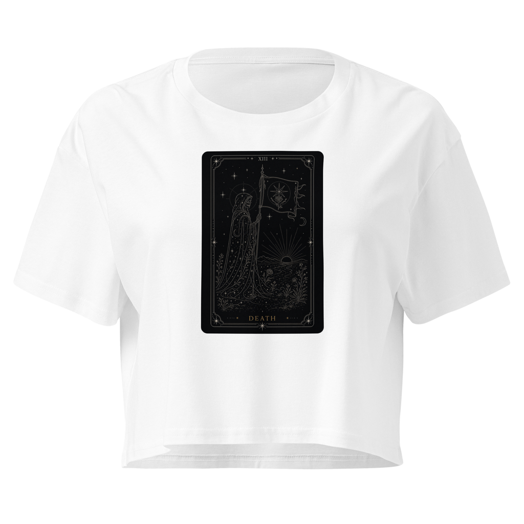 Death Tarot Crop Top - White