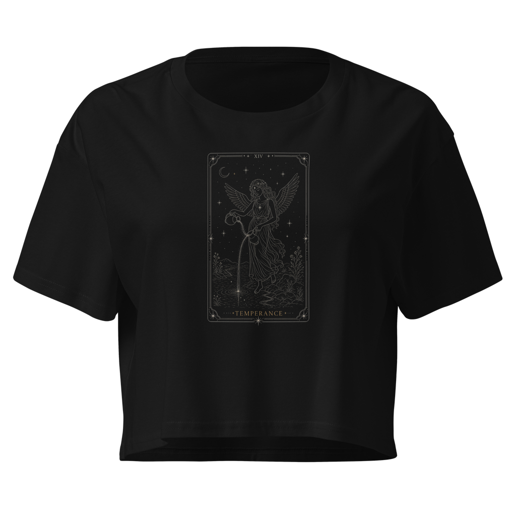 Temperance Tarot Crop Top - Black