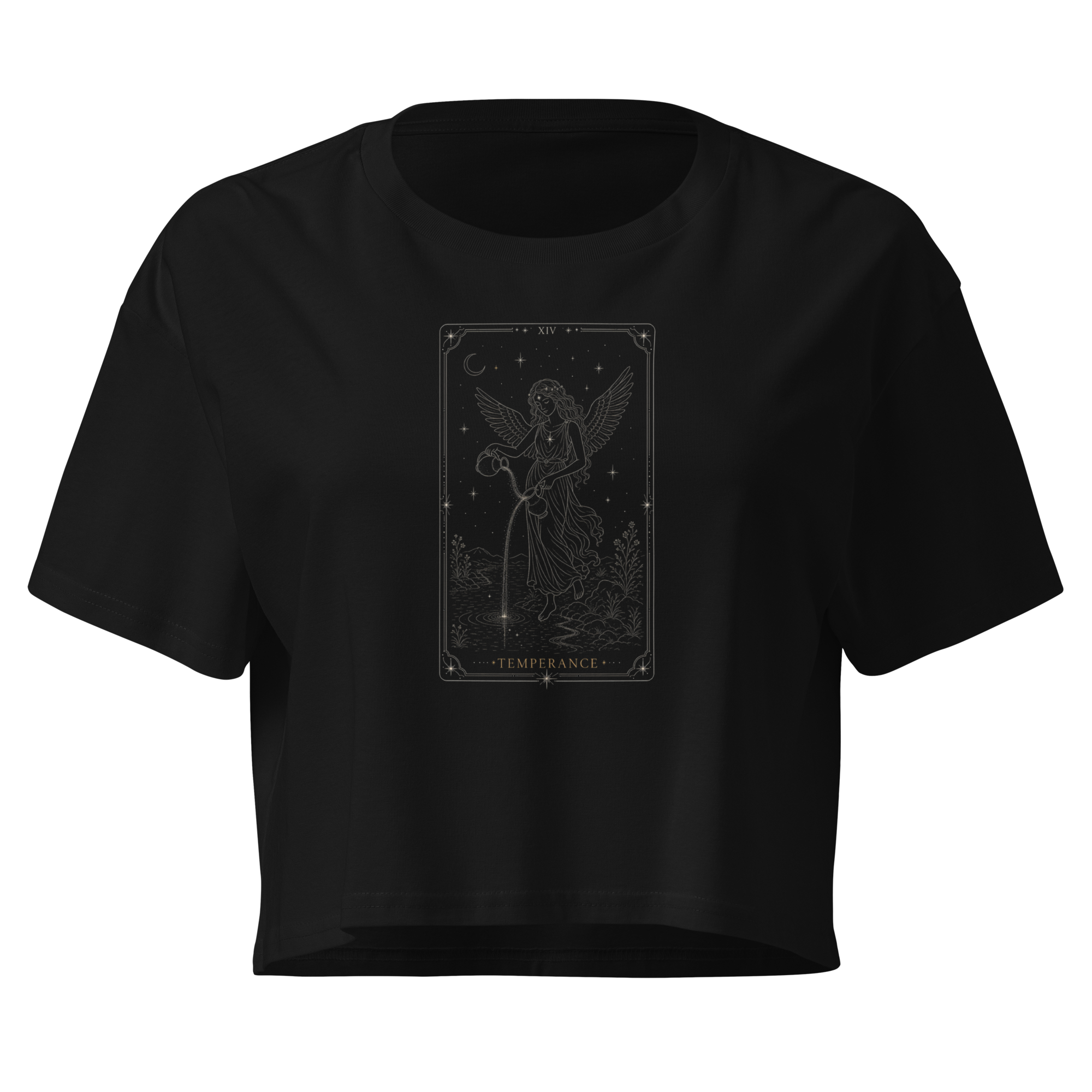 Temperance Tarot Crop Top - Black