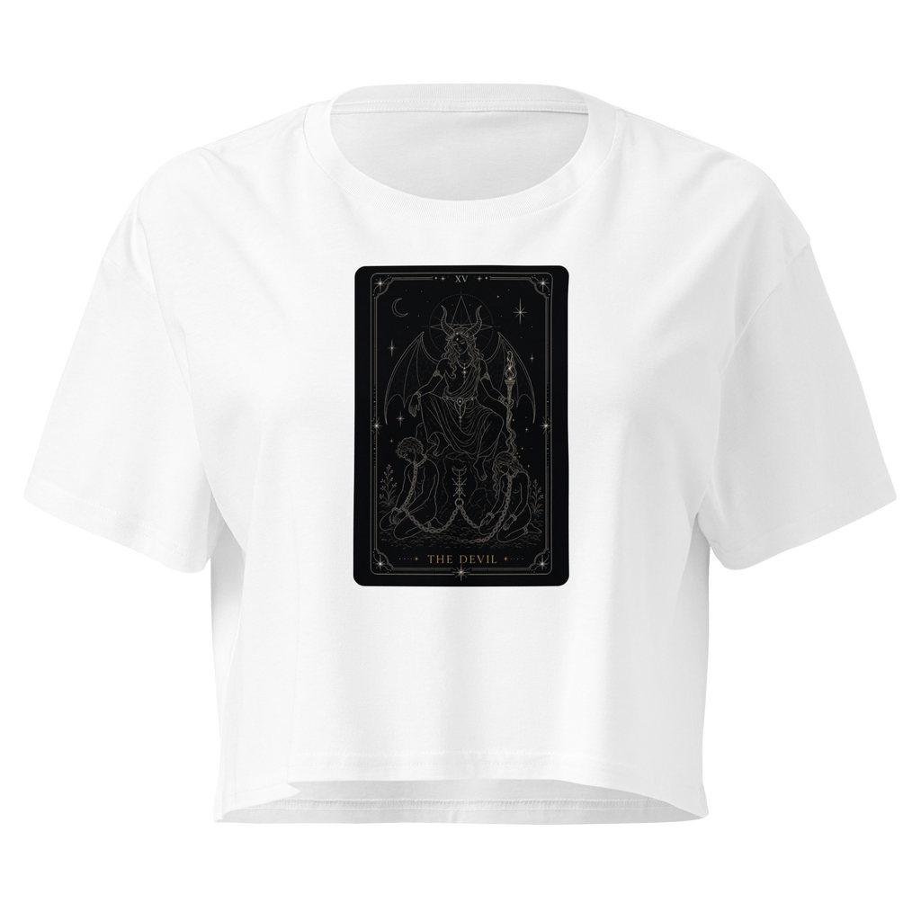 The Devil Tarot Crop Top - White