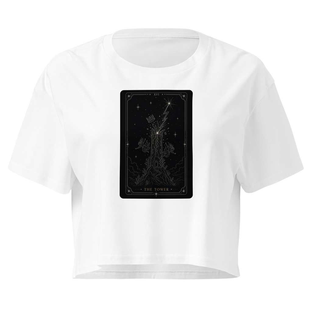 The Tower Tarot Crop Top - White