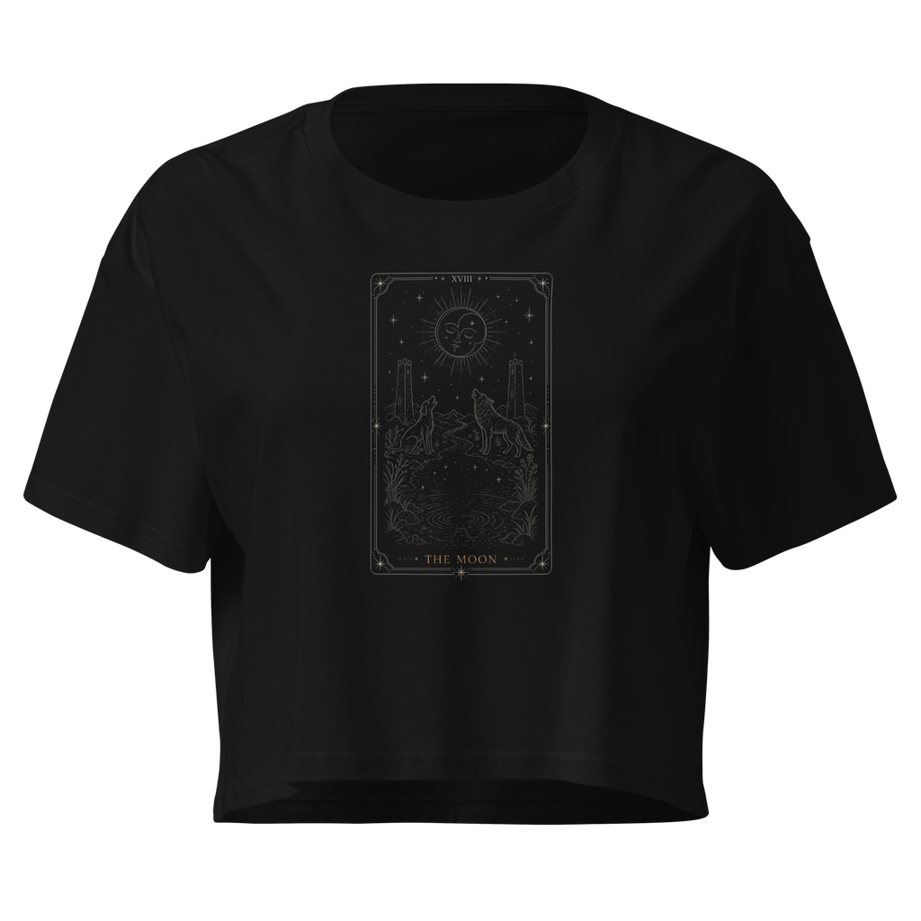 The Moon Tarot Crop Top - Black