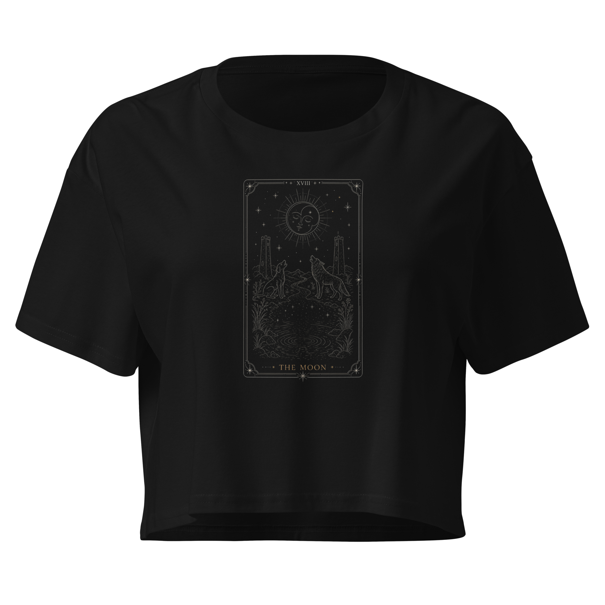 The Moon Tarot Crop Top - Black