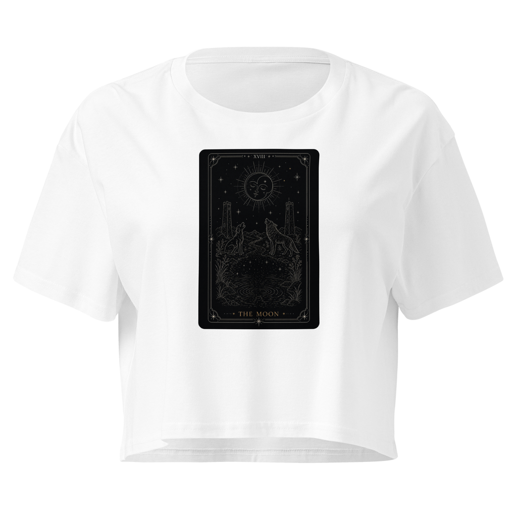 The Moon Tarot Crop Top - White